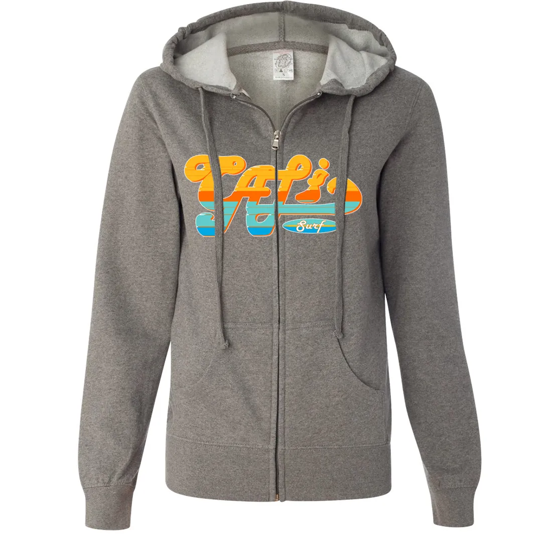 Cali Surf Ladies Lightweight Fitted Zip-Up Hoodie