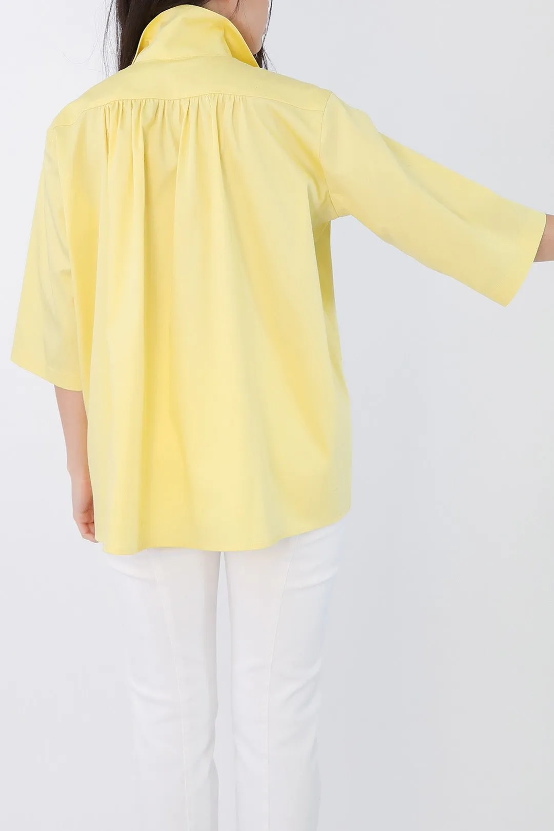 CAMP SHIRT IN ITALIAN COTTON POPLIN STRETCH IN YELLOW