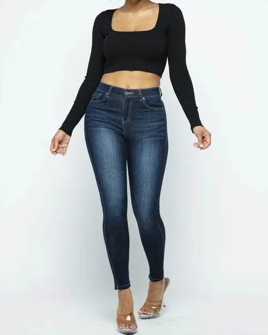 Carmen Ribbed Long Sleeve Top