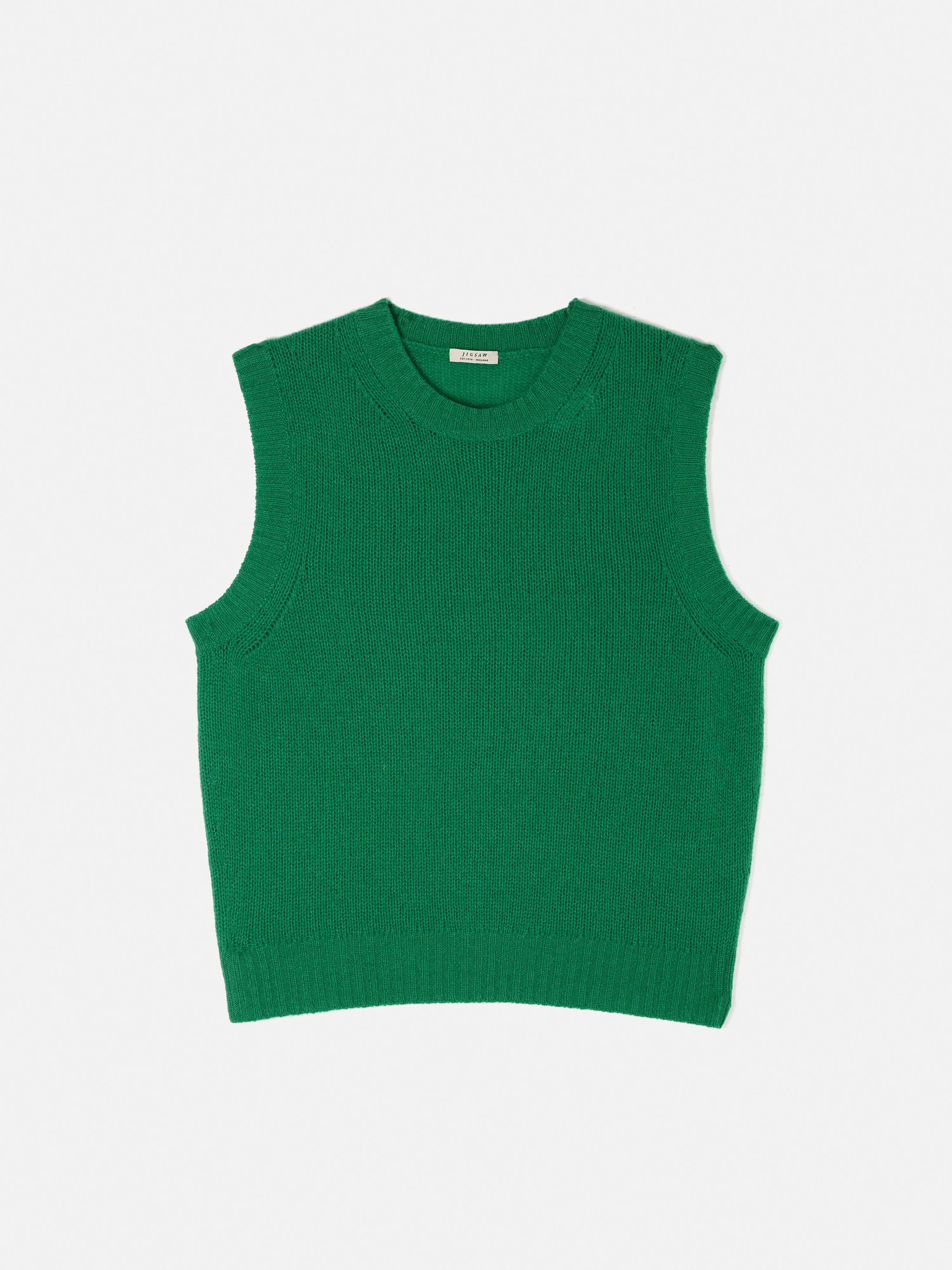 Cashmere Crew Neck Tank | Green