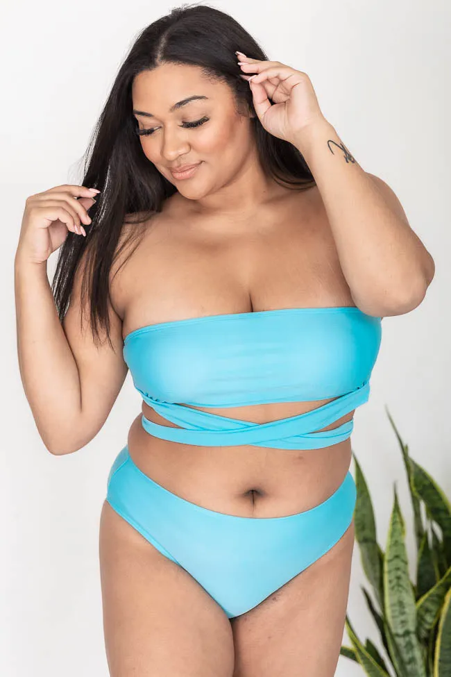 Caught In The Rain Blue Bandeau Crossed Bikini Top FINAL SALE