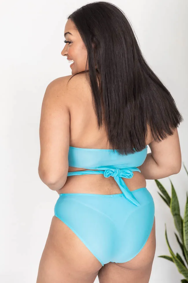 Caught In The Rain Blue Bandeau Crossed Bikini Top FINAL SALE