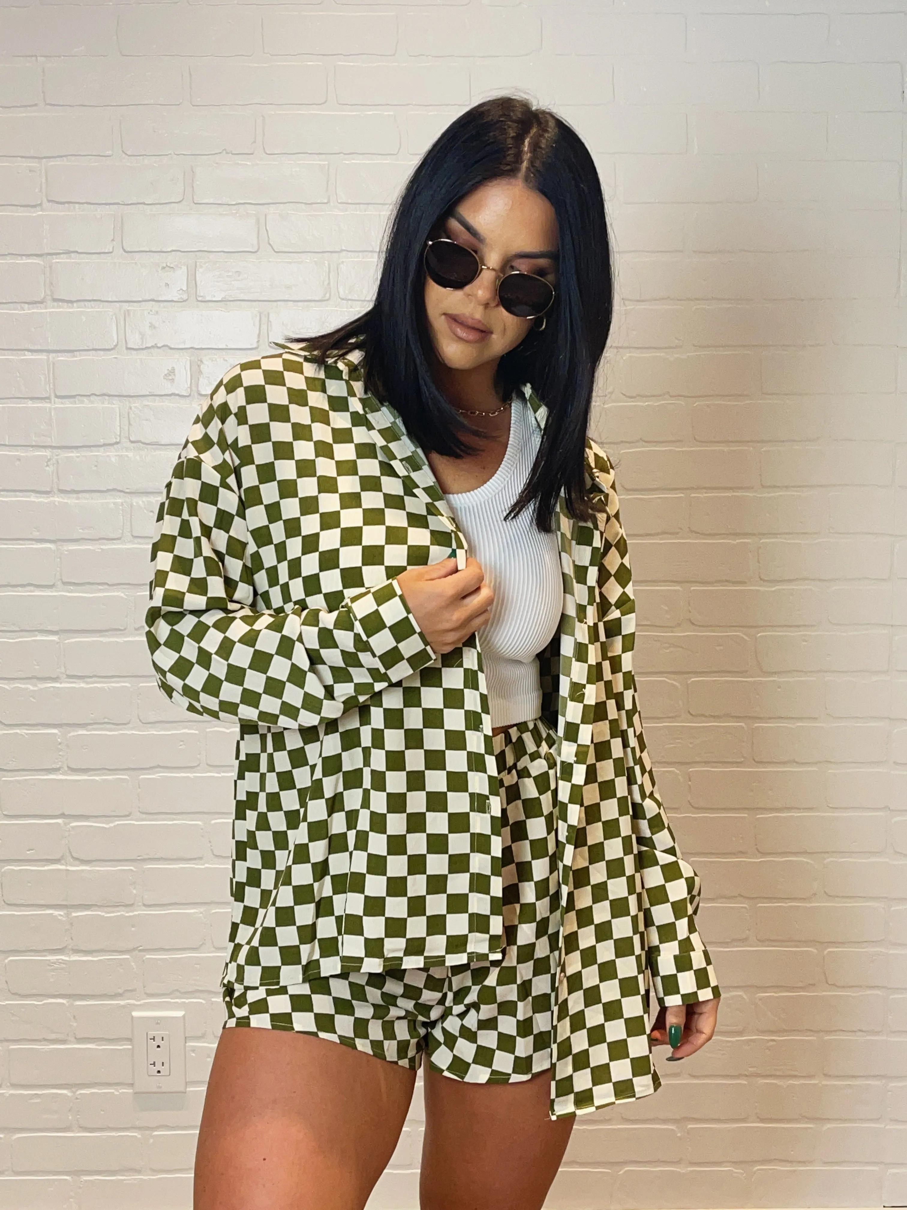 Checkered Woven Top