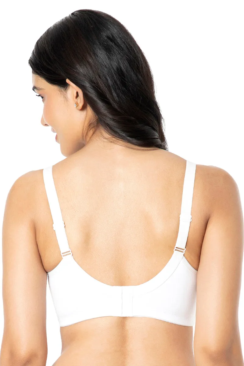 Cotton Super Support Solid Non Padded Non-Wired Bra - White