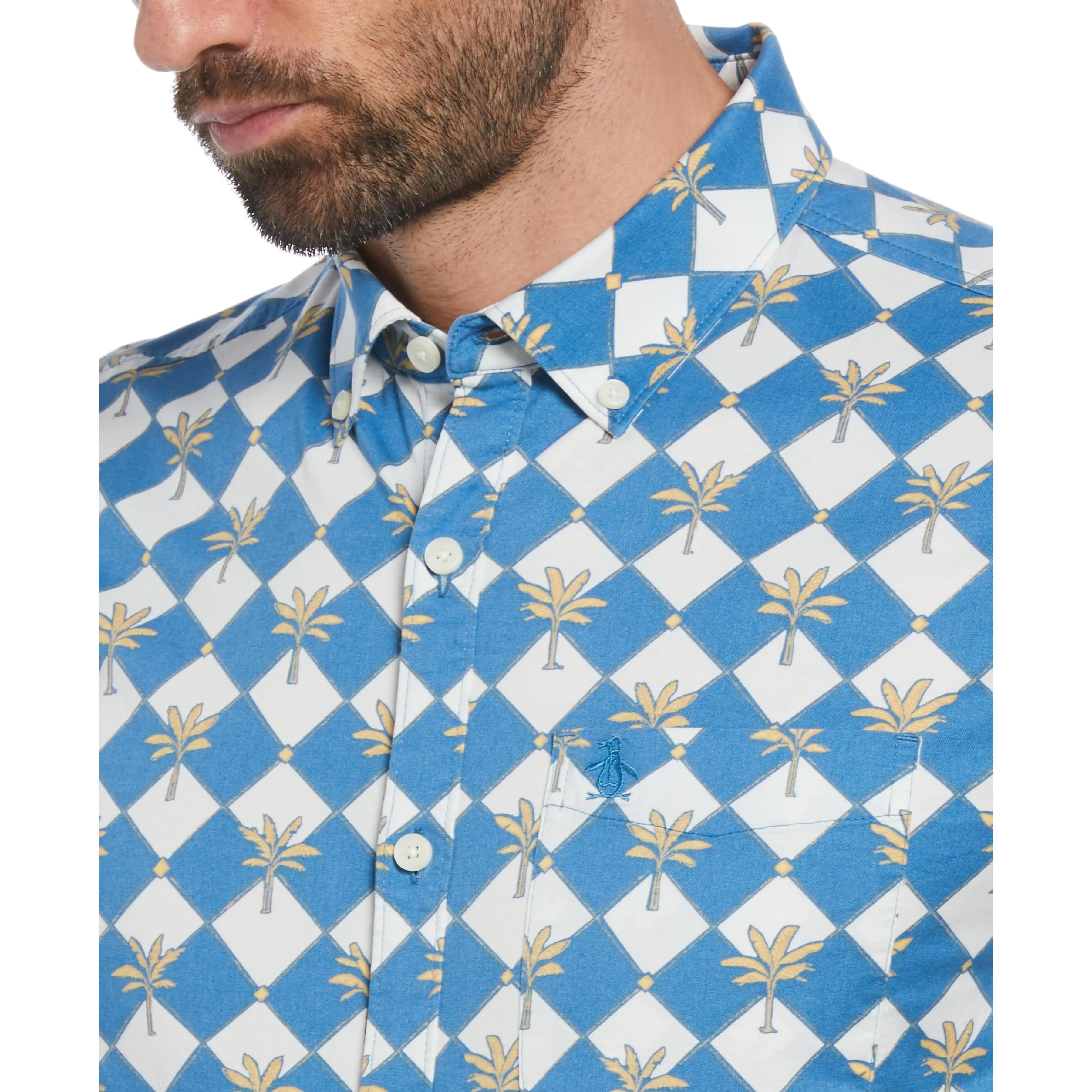 Cotton Twill Palm Tree Tile Shirt