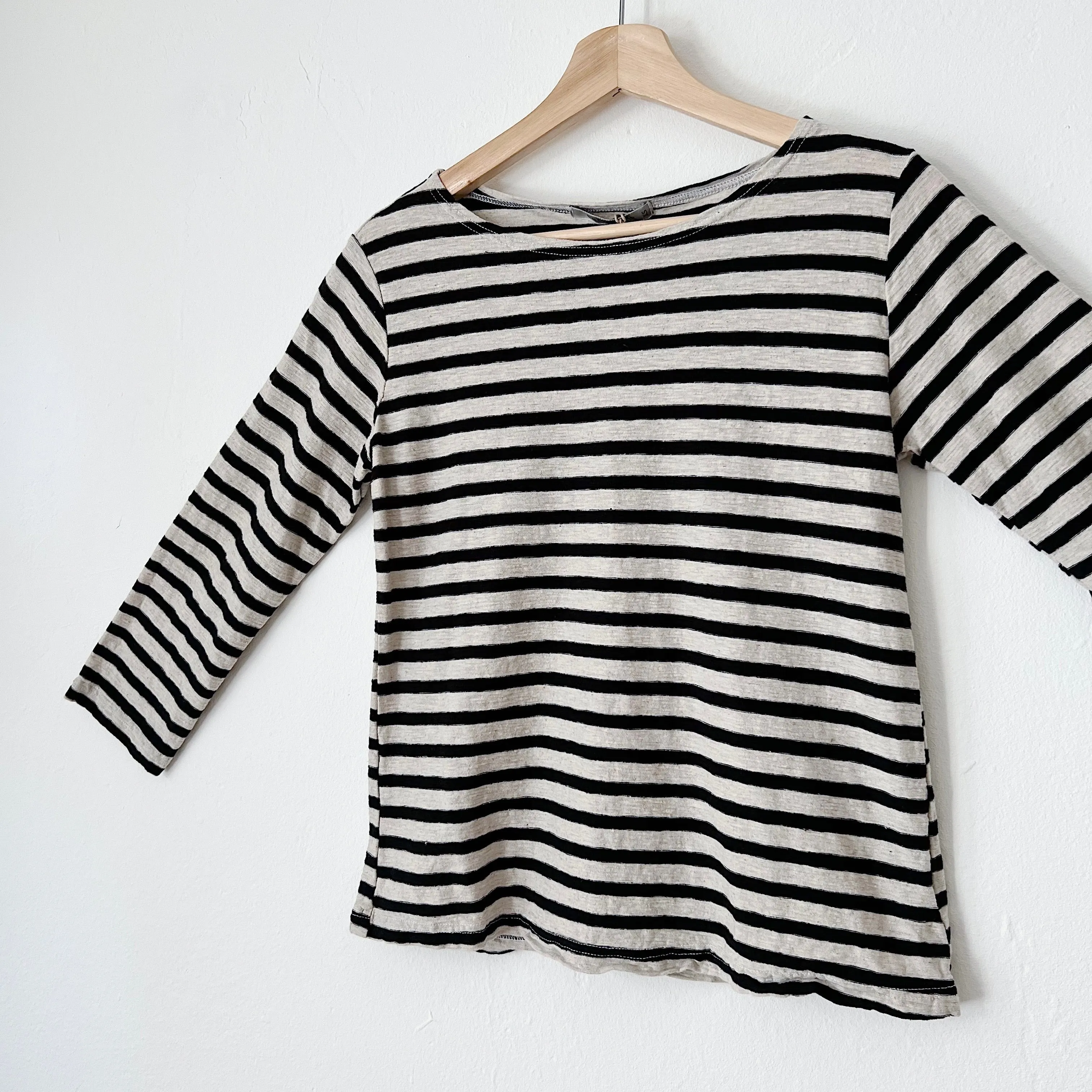 Cut Loose | 3/4 Sleeve Boatneck Linen Blend Top in Laundered Stripe