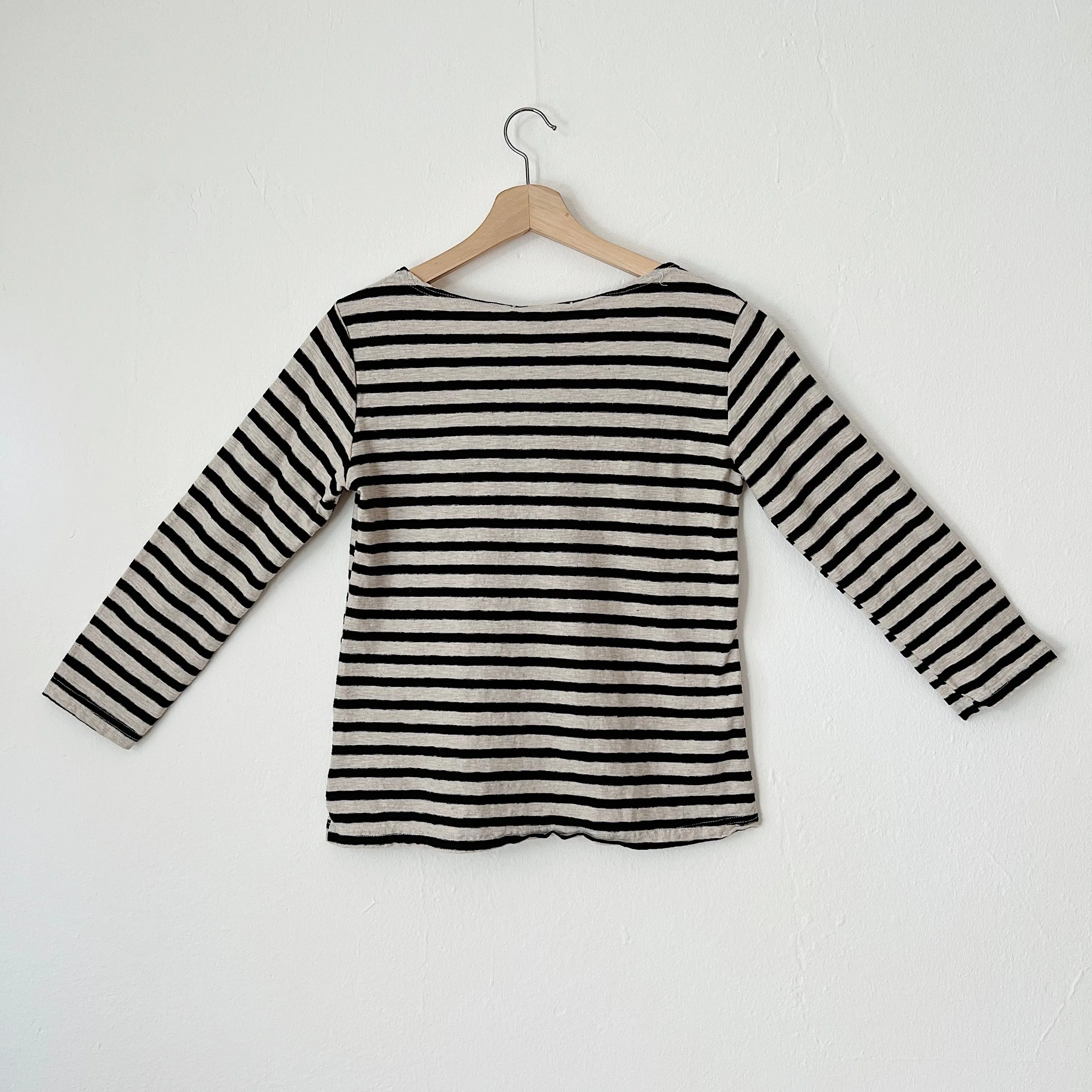 Cut Loose | 3/4 Sleeve Boatneck Linen Blend Top in Laundered Stripe