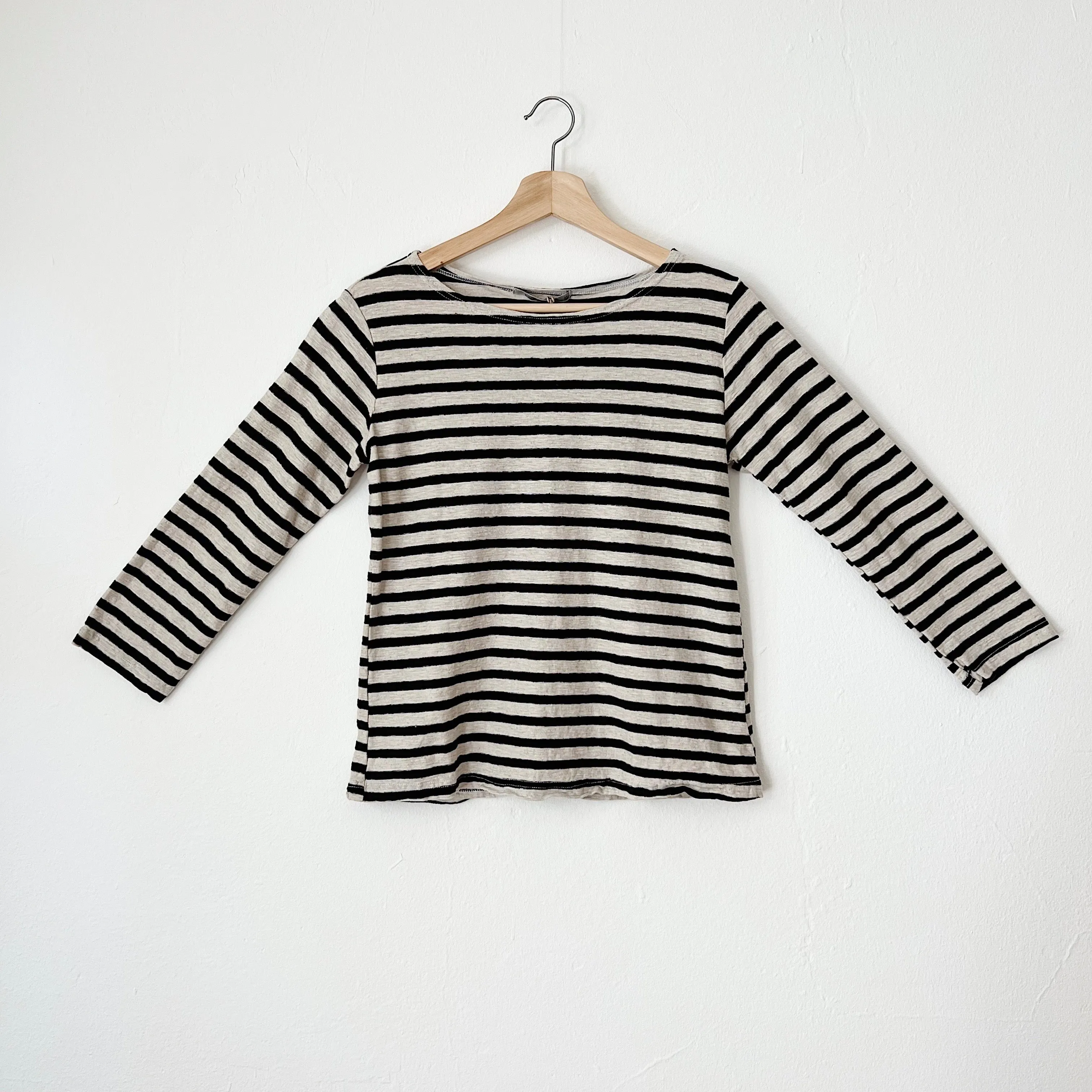 Cut Loose | 3/4 Sleeve Boatneck Linen Blend Top in Laundered Stripe