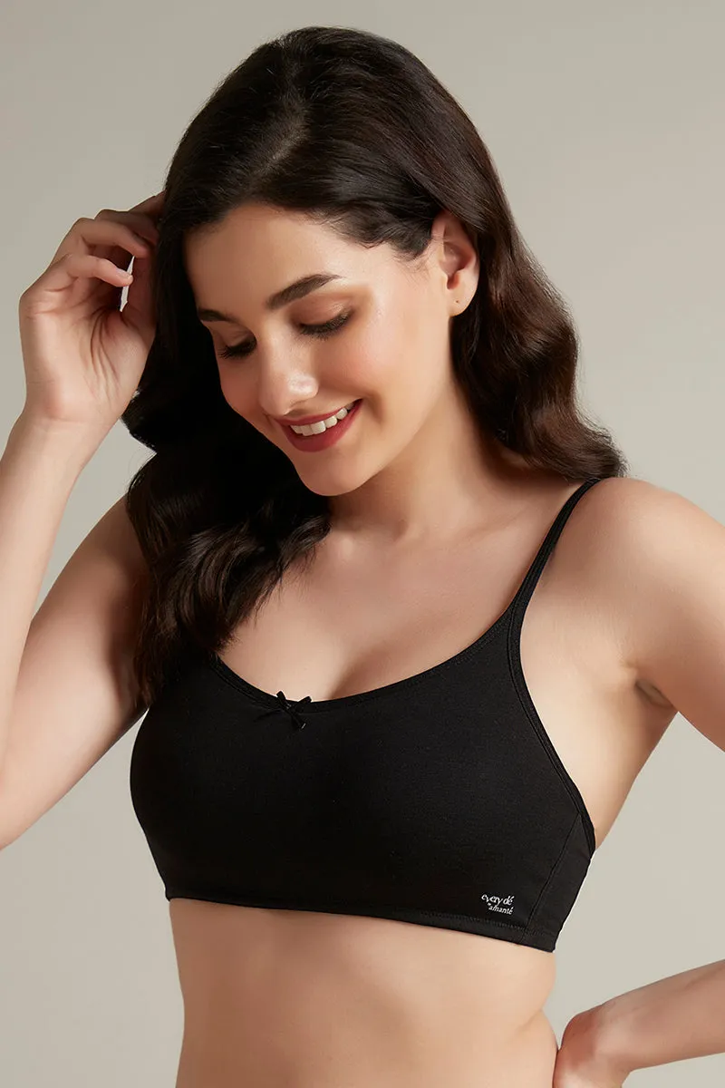 Daily Support Non Padded Non-Wired Cotton Bra - Black