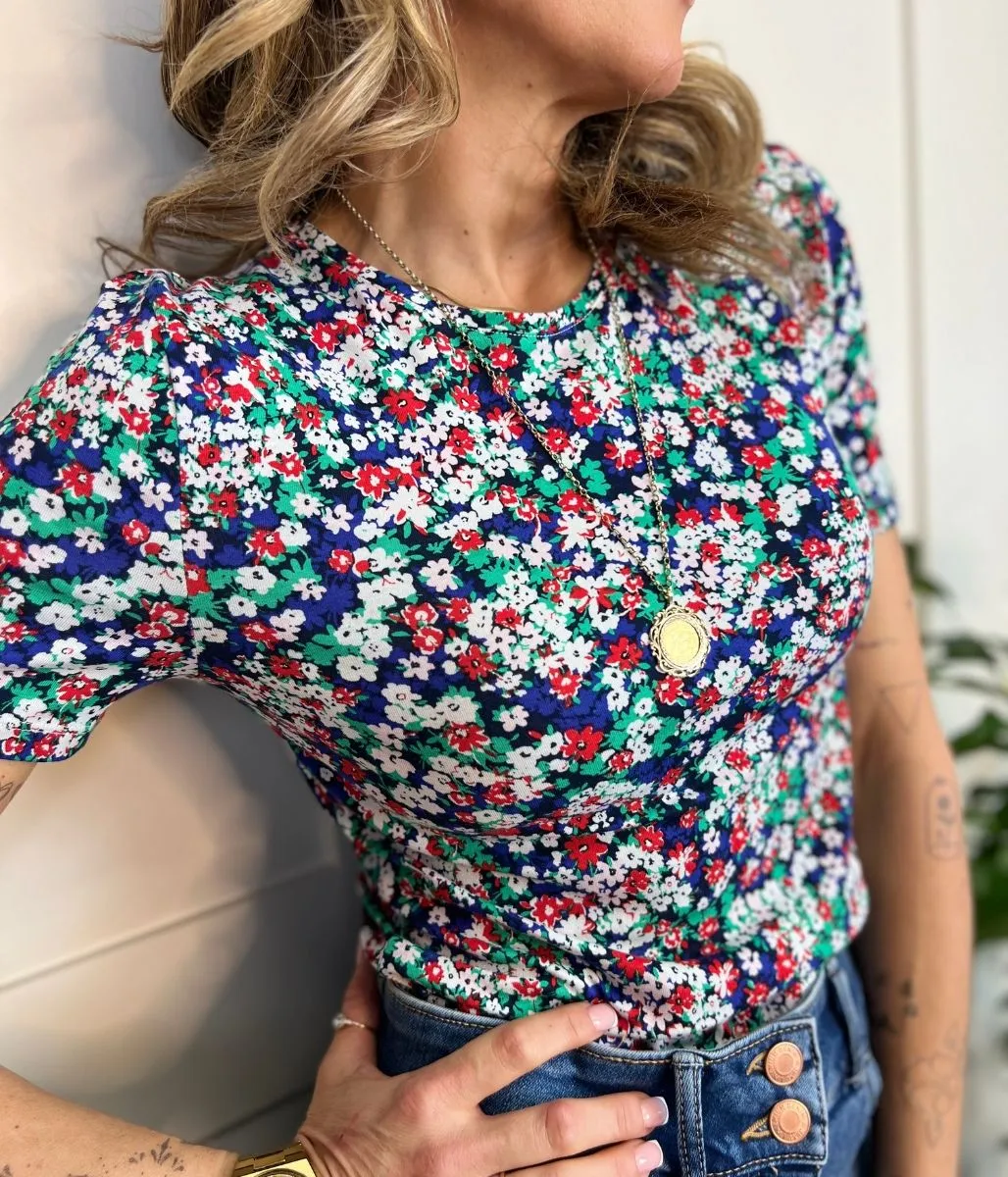 Ditsy Flower Print Fitted Tee