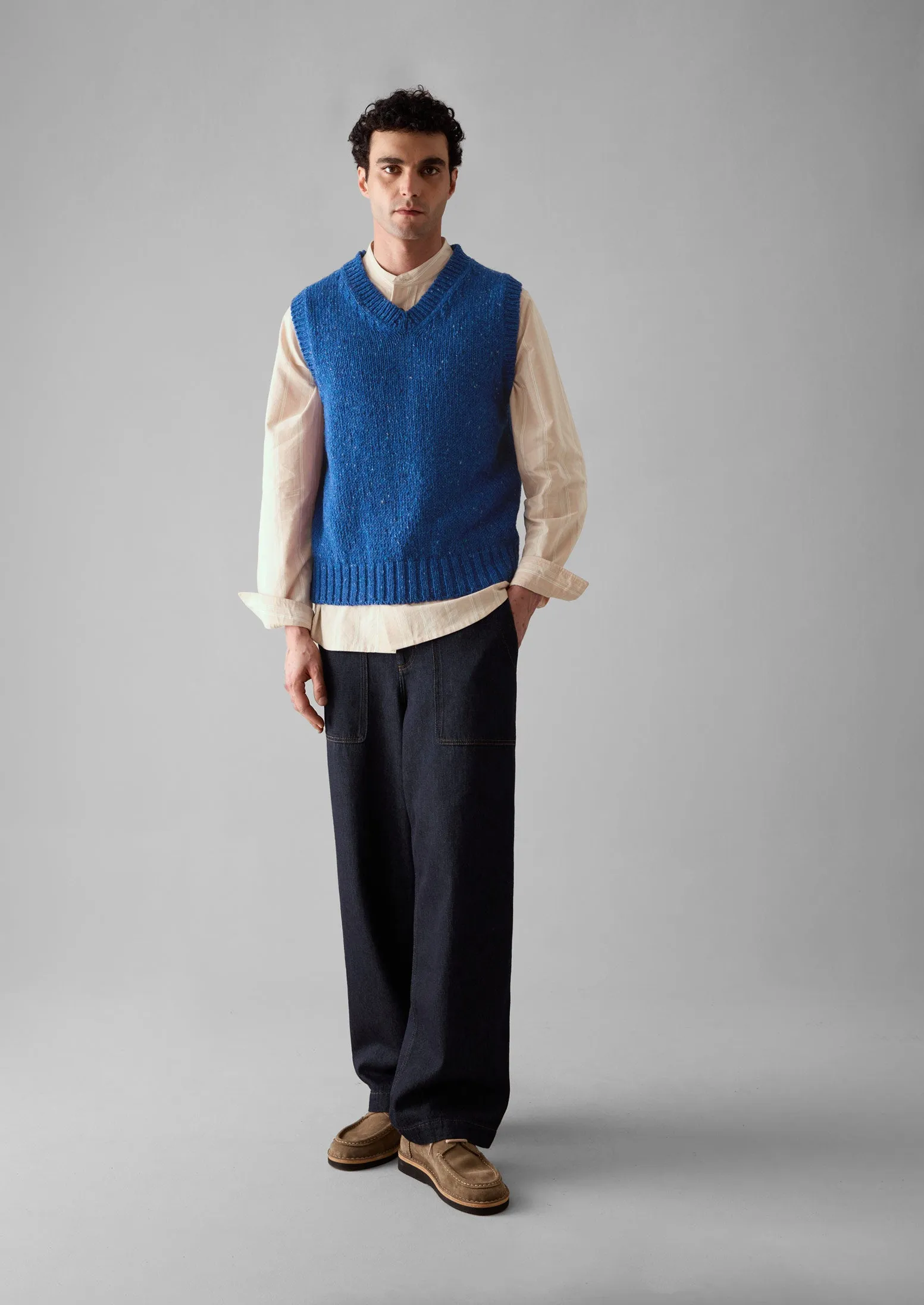 Donegal Wool Knitted Tank | Neptune Blue