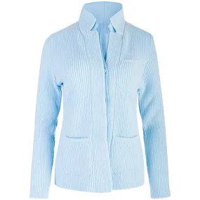 Double Collar Placket Blazer in Baby Blue