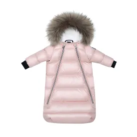 DOWN FUR SNOWSUIT PINK