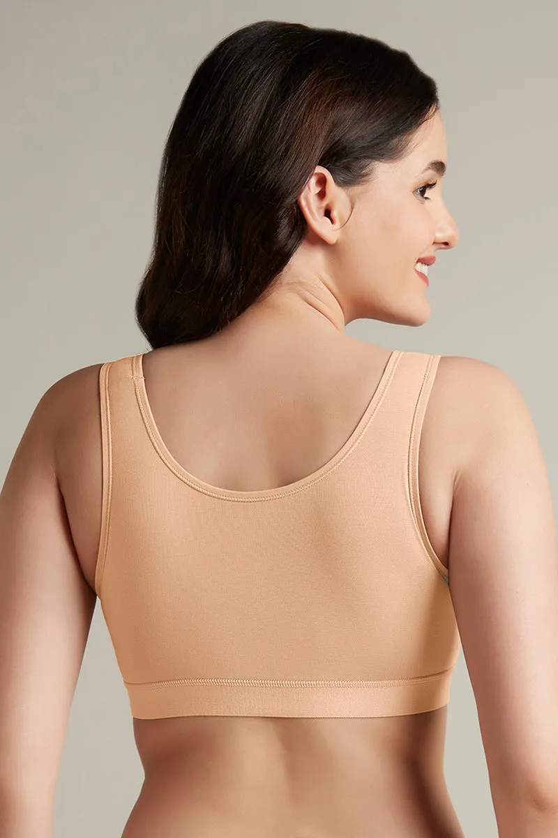 Easy Slip-On Non-Padded Non-Wired Cotton Bra - Sandalwood