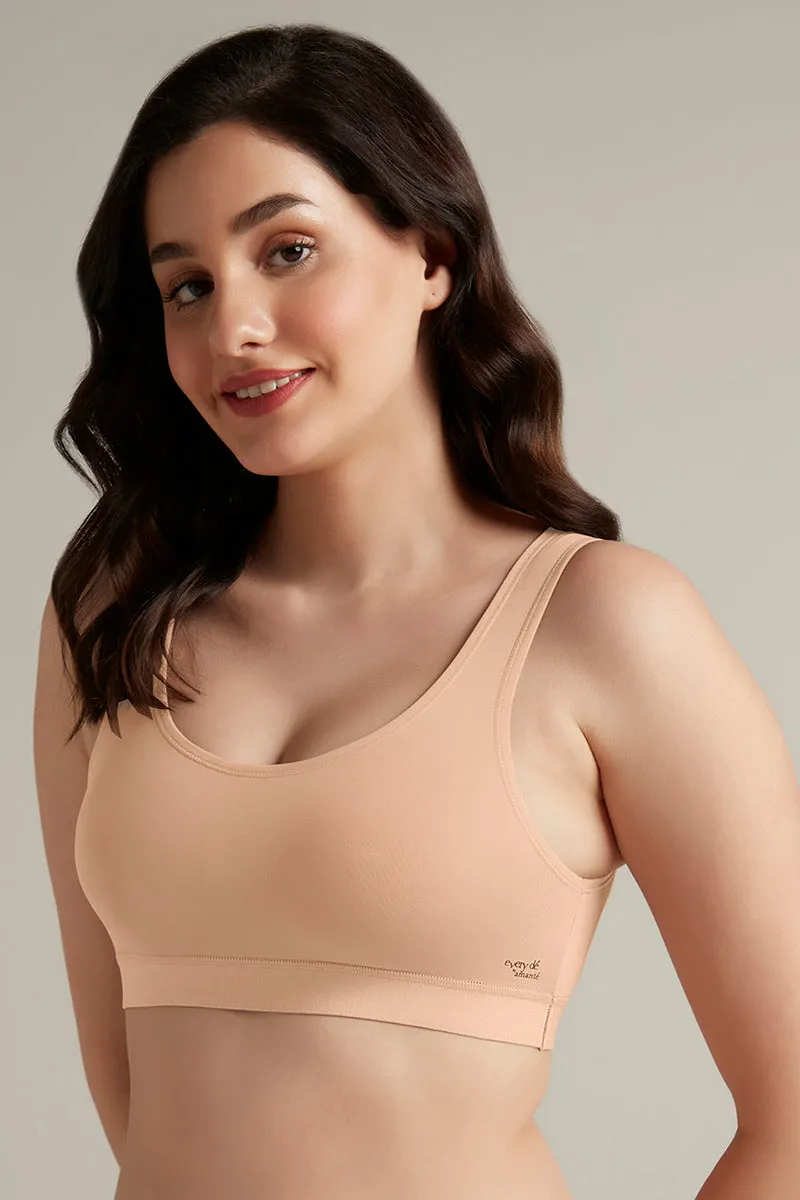 Easy Slip-On Non-Padded Non-Wired Cotton Bra - Sandalwood