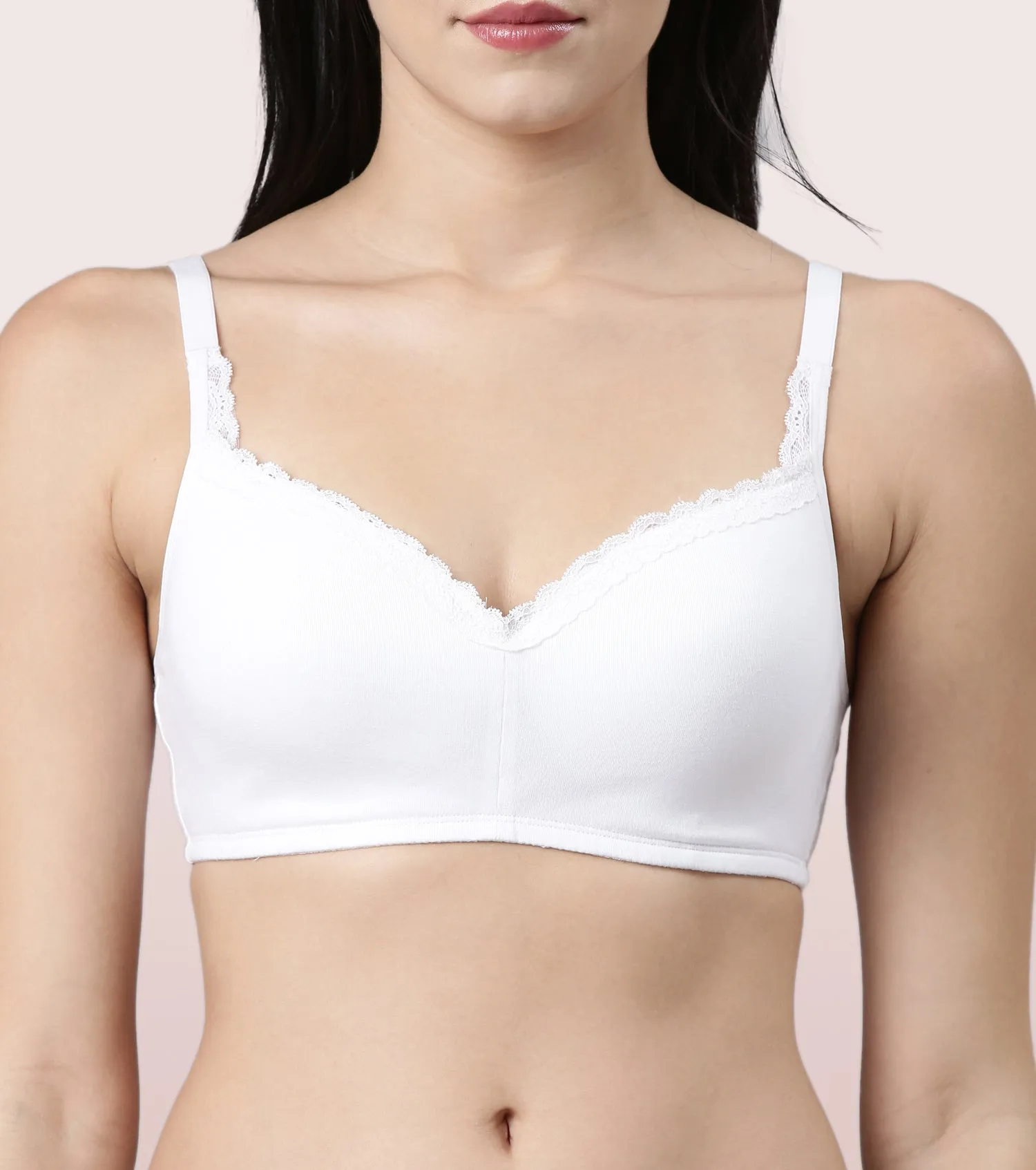 Enamor Smoothening Balconette Cotton T-shirt Bra for Women- High Coverage, Padded and Wirefree