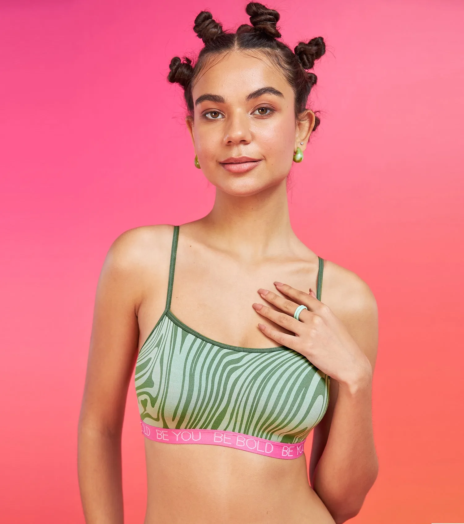 Enamor XO Green Marble Non-Wired Non Padded Regular Bra - Baylish