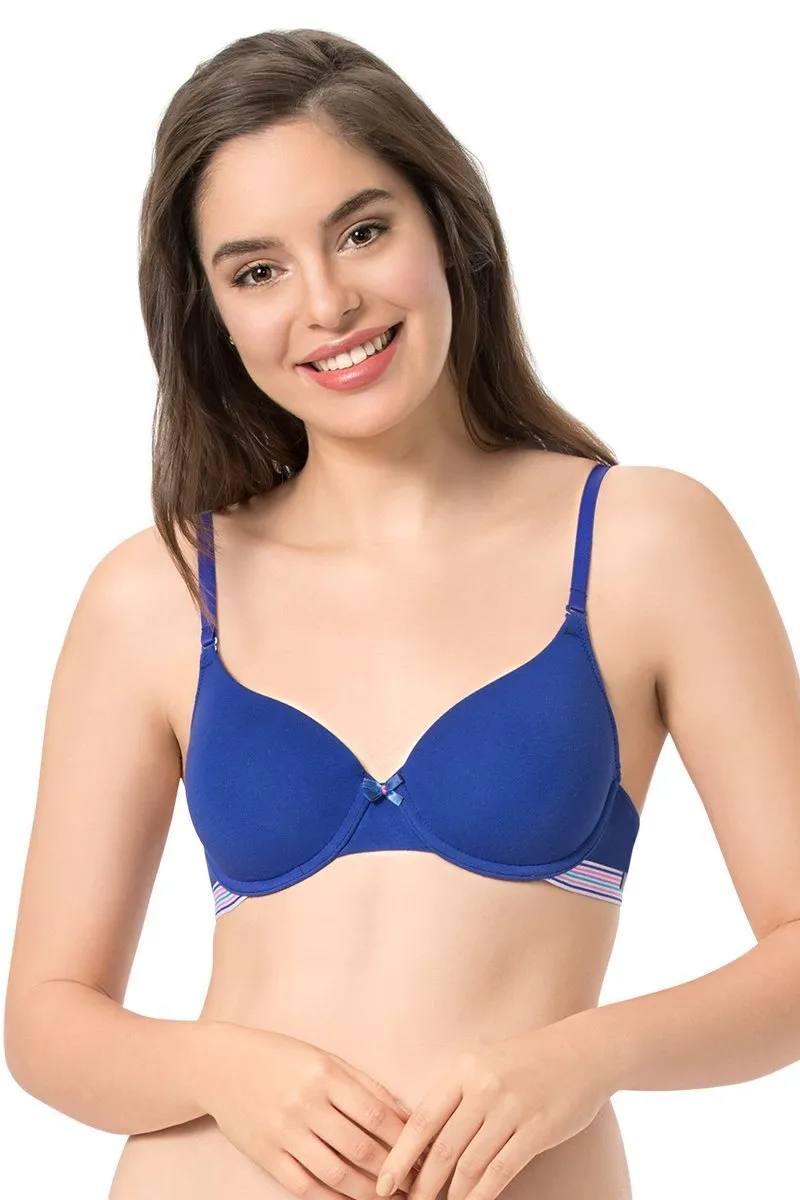 every de Padded Wired Sassy Stripes T-Shirt Bra - Royal Blue