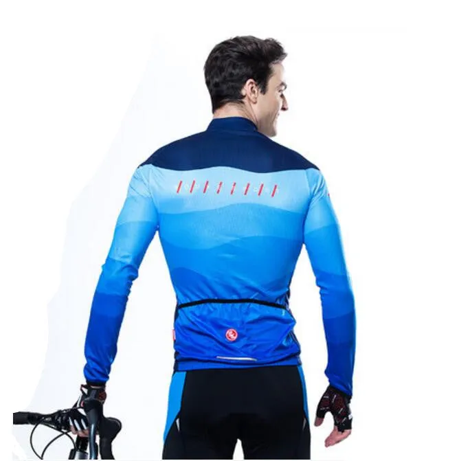 Fade Blue Long Sleeve Cycling Jersey