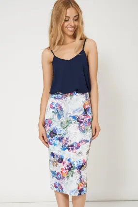 Fashionable Floral Print Pencil Skirt