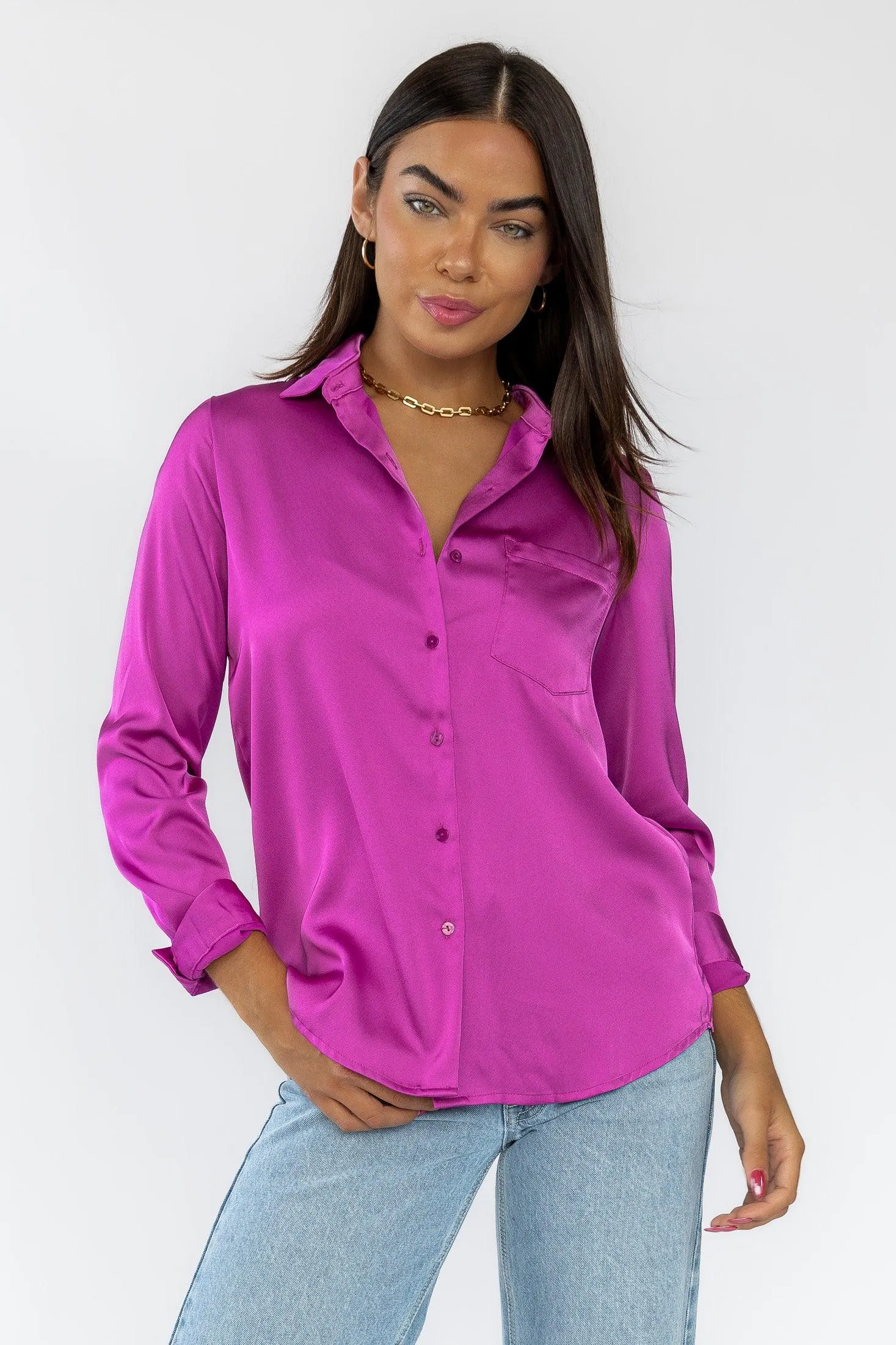 Finley Mulberry Satin Blouse