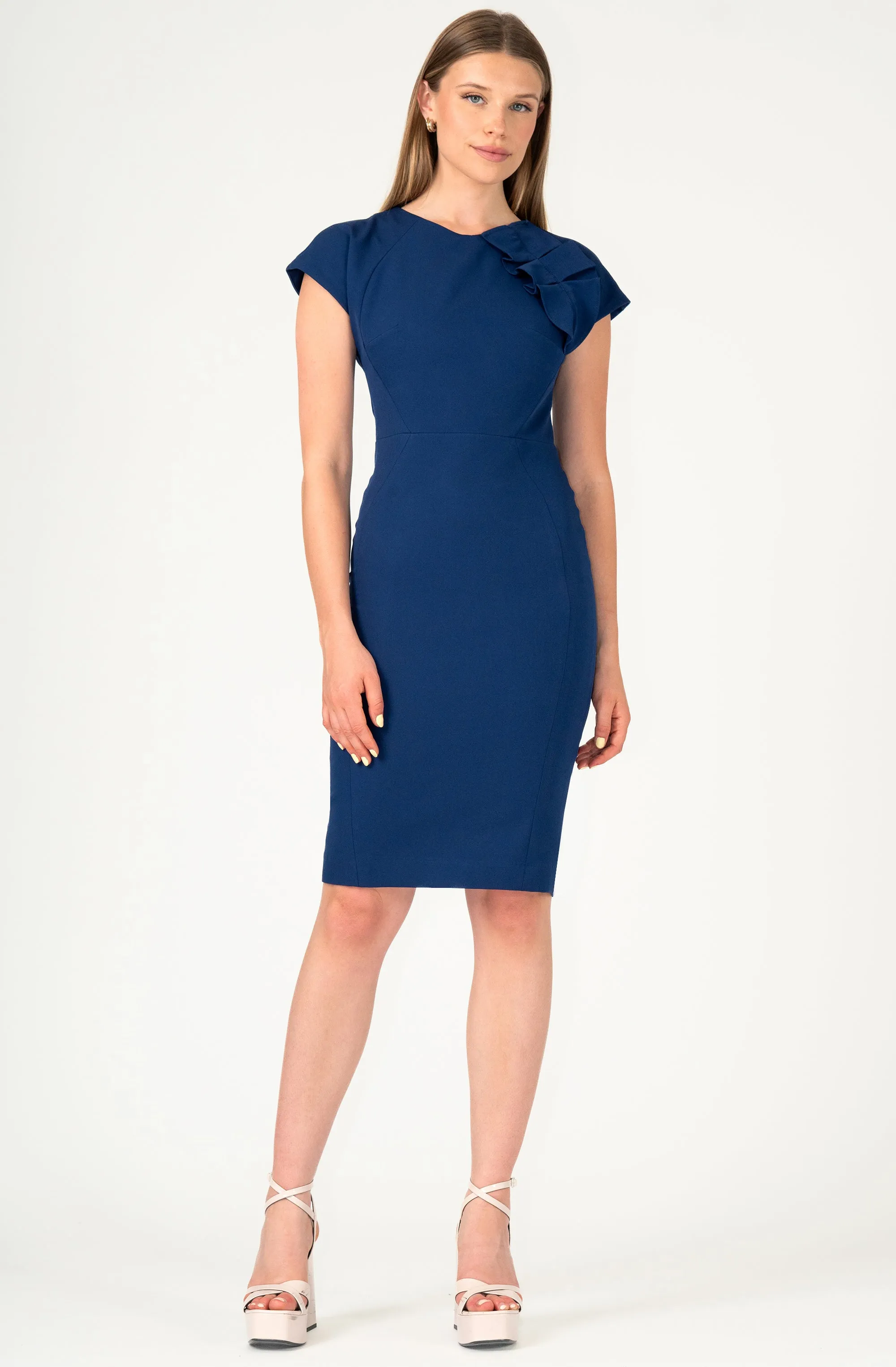 Fitted Dress with Ruffle