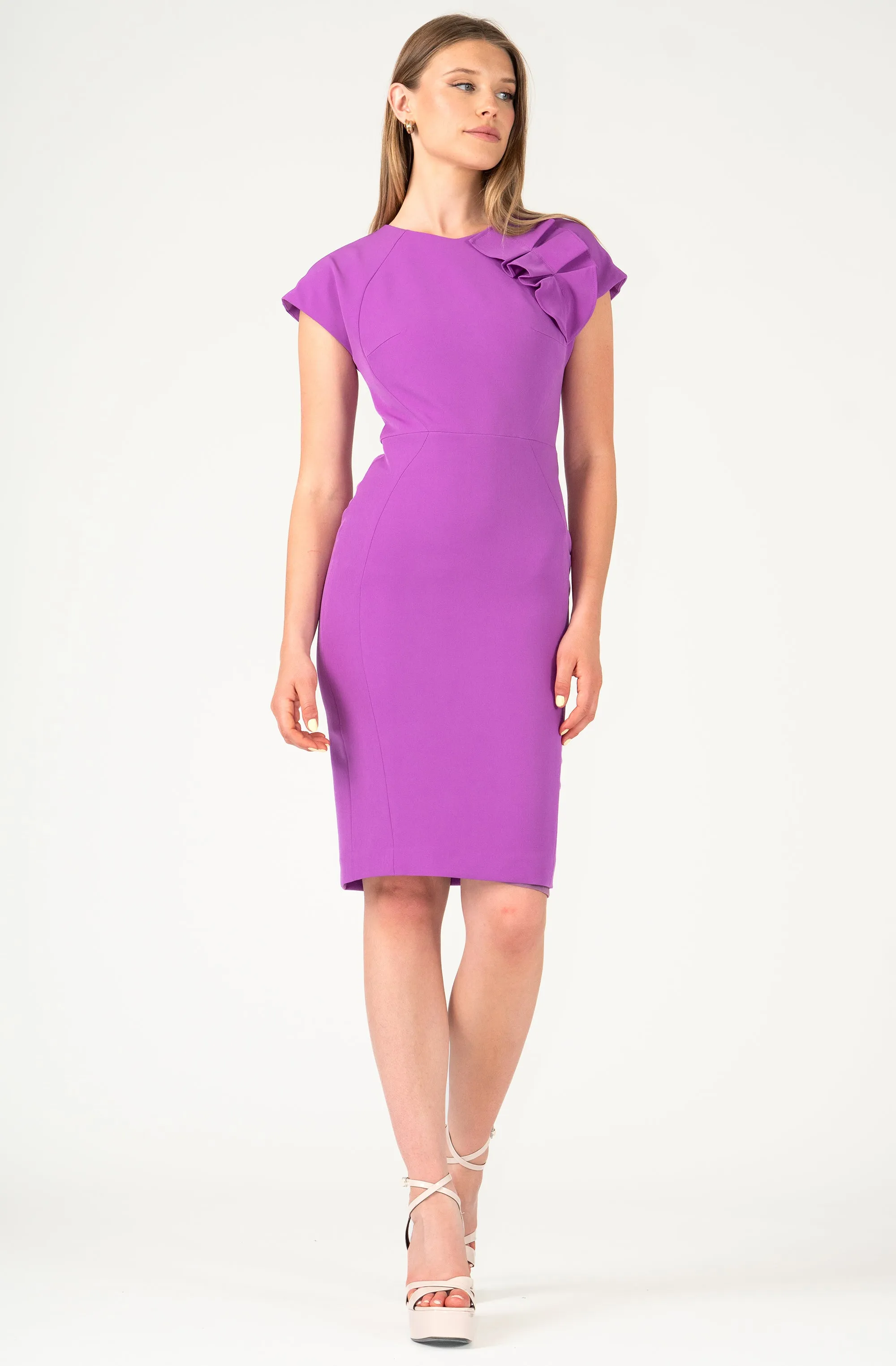 Fitted Dress with Ruffle