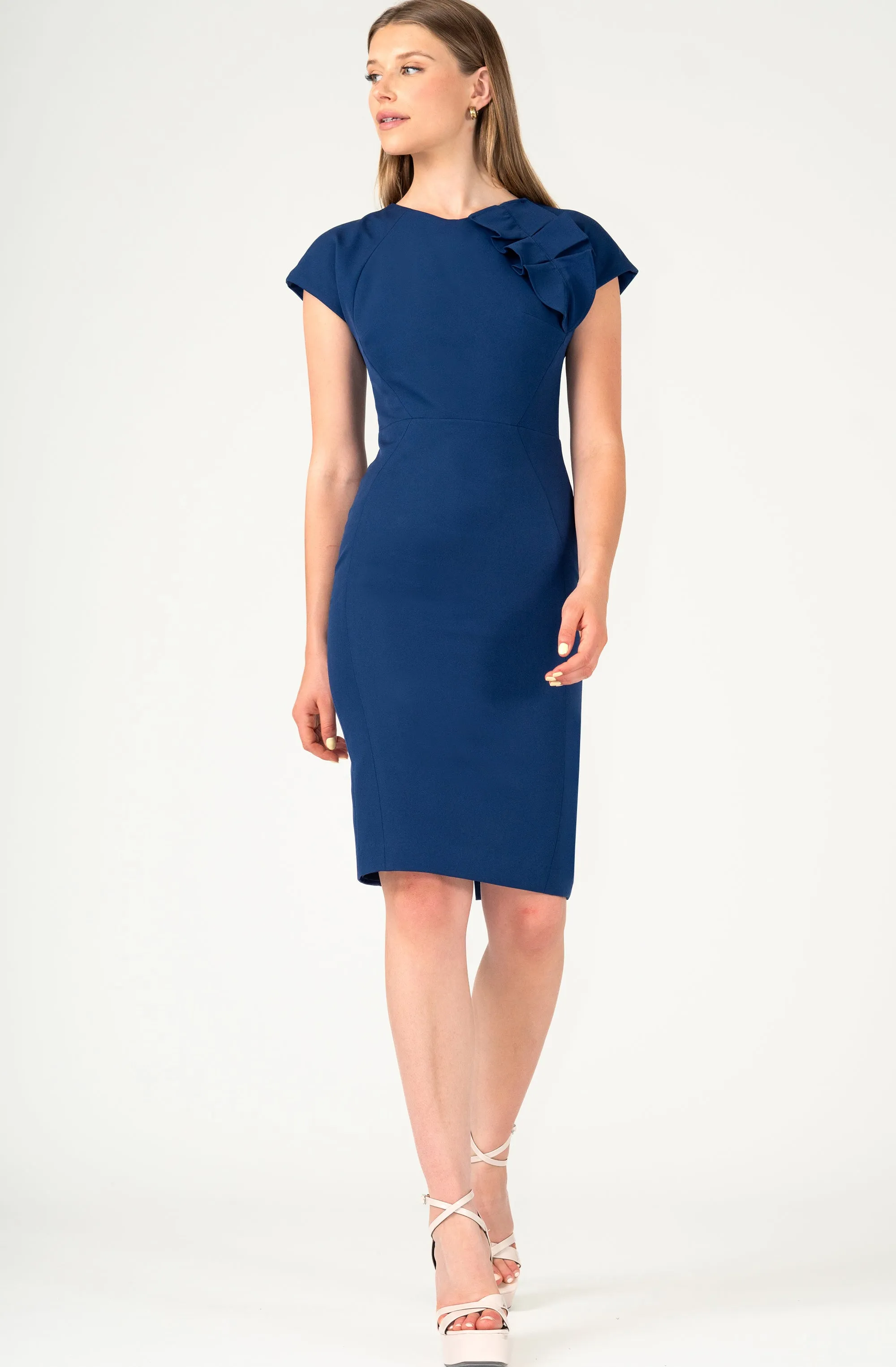 Fitted Dress with Ruffle