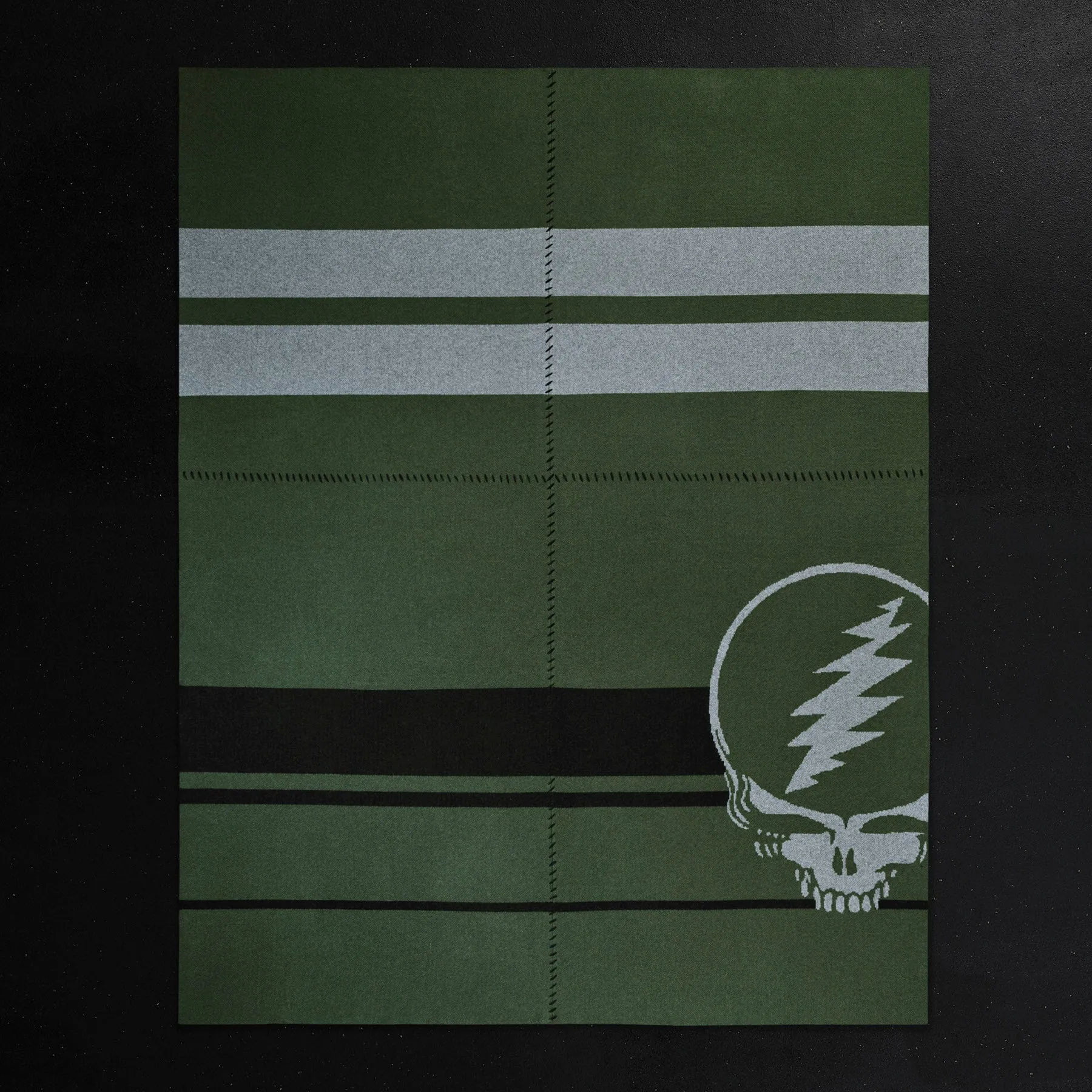 Grateful Dead Cashmere Blanket - Military Green/Grey Smoke/Black