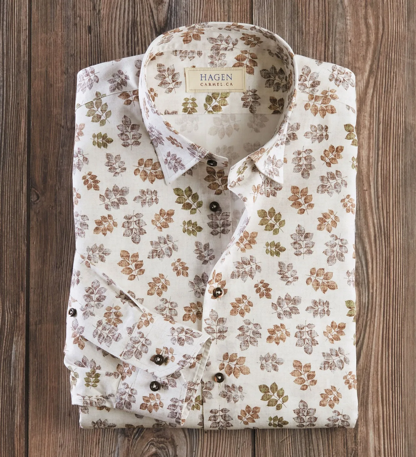 Hagen Leaf Print Long Sleeve Shirt