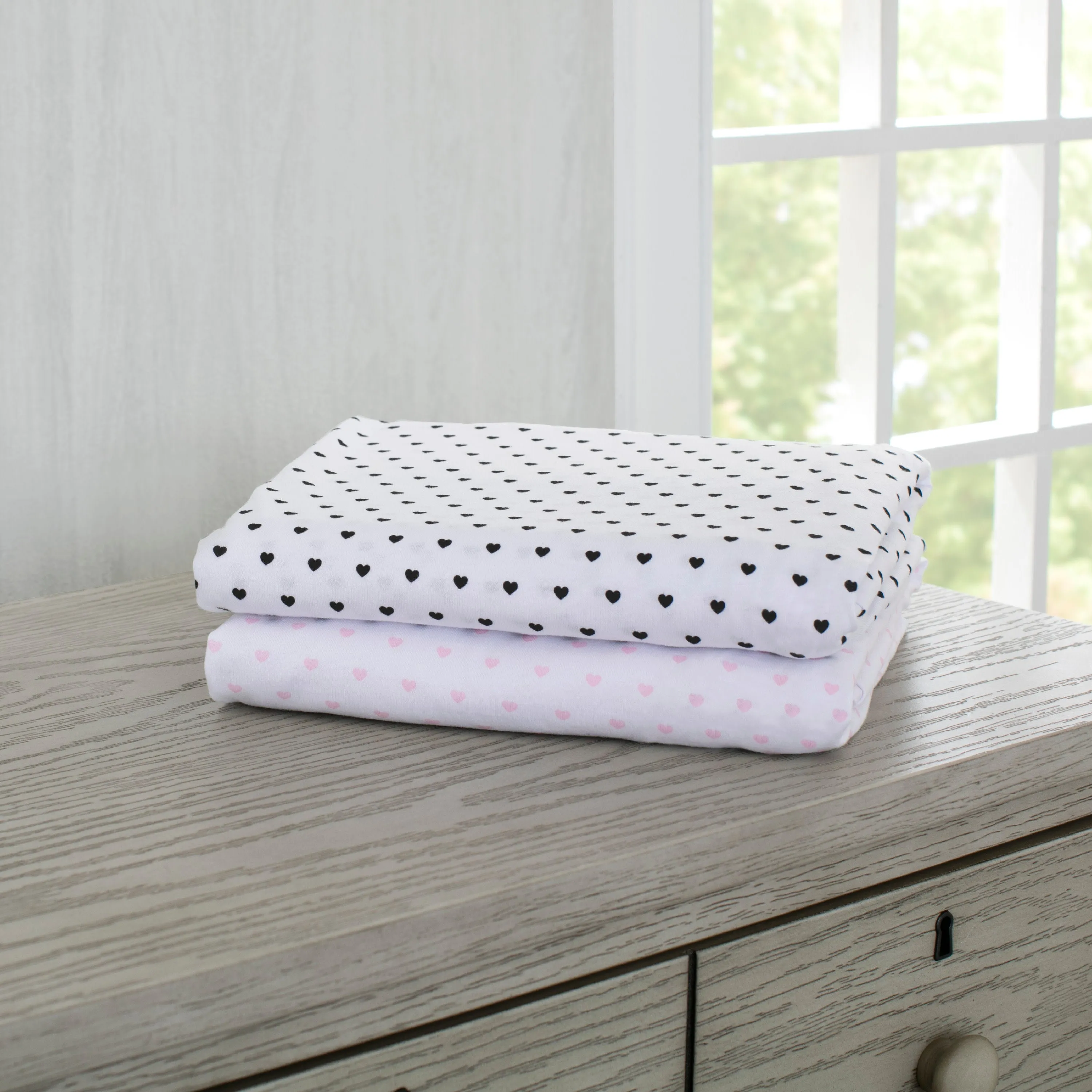 Hearts Fitted Crib Sheets - 2 Pack