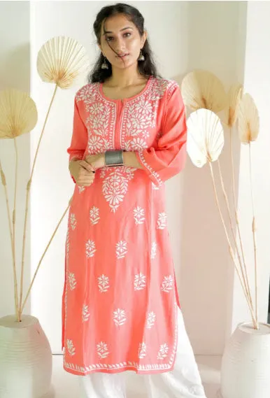 Heer Rayon Chikankari Straight Kurti