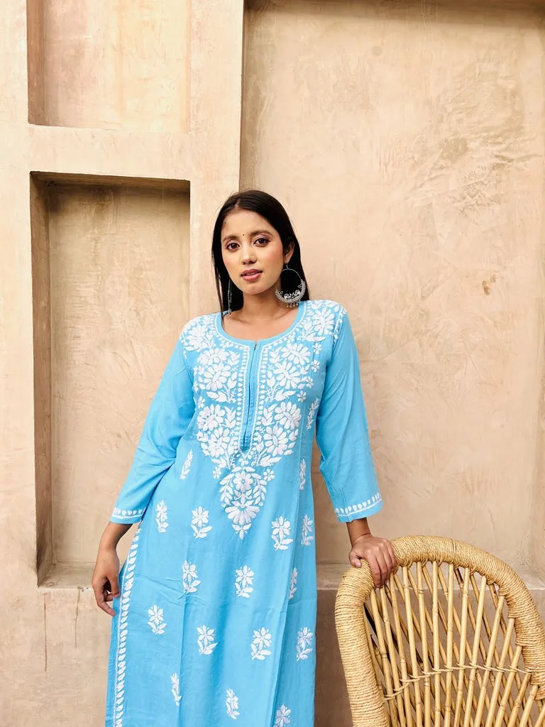 Heer Rayon Chikankari Straight Kurti