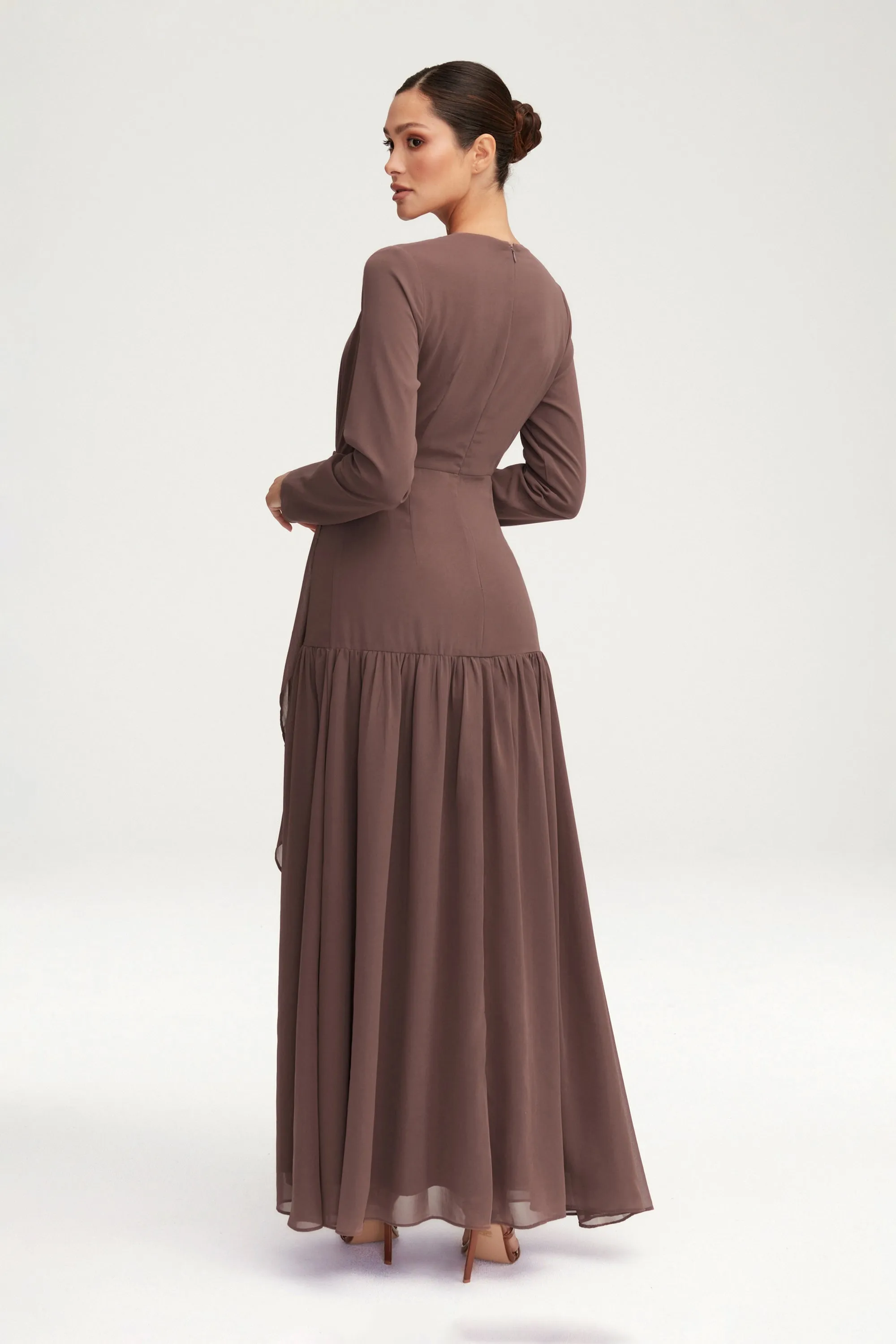 Huda Chiffon Maxi Dress - Deep Taupe