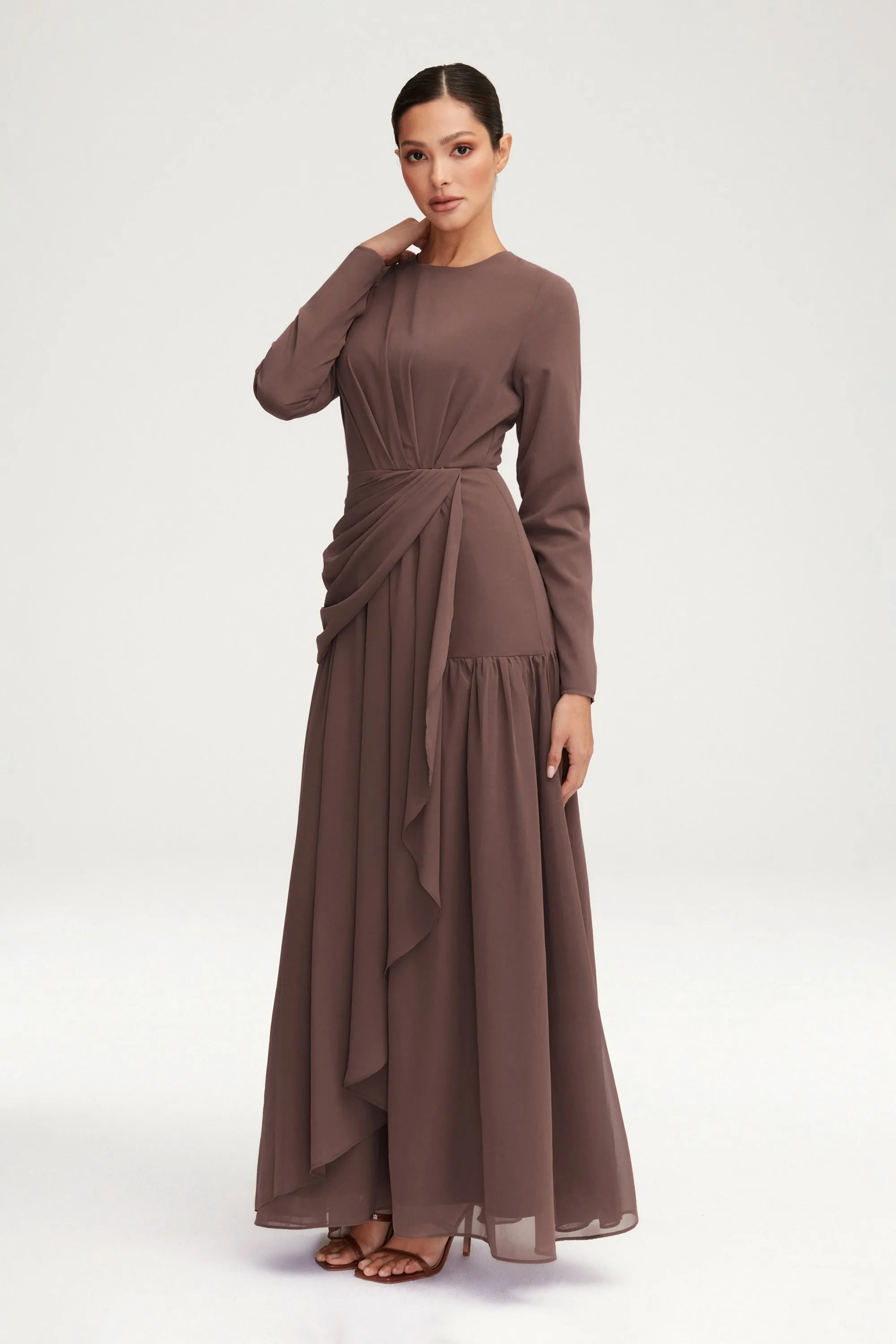 Huda Chiffon Maxi Dress - Deep Taupe