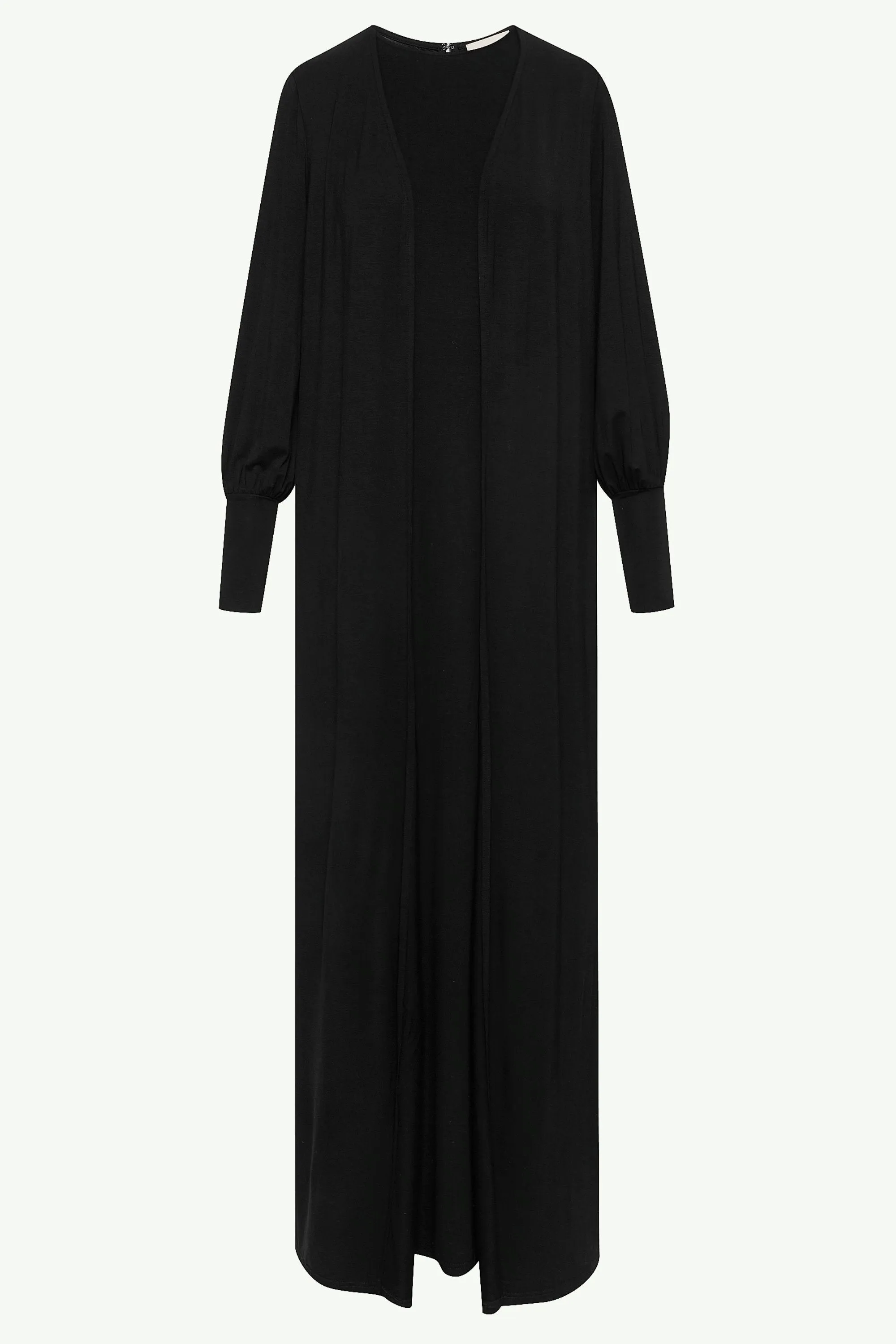 Jenin Jersey Open Abaya & Maxi Dress Set - Black