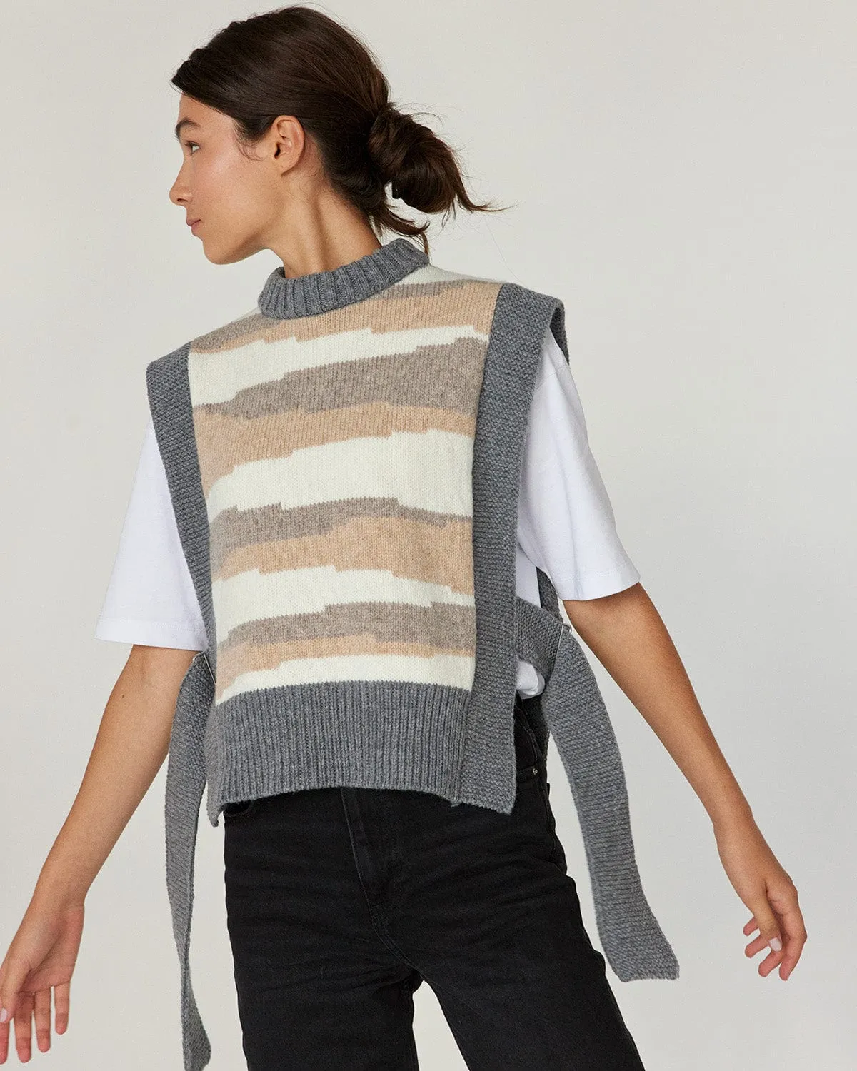 Kalvos: Striped Grey Merino Wool Vest