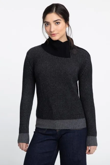 Kinross Cashmere Plaited Zip Collar T-Neck