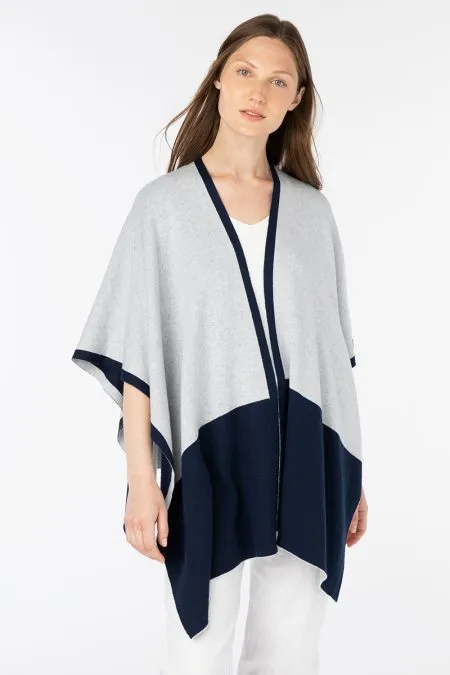 Kinross Cashmere Reversible Colorblock Ruana