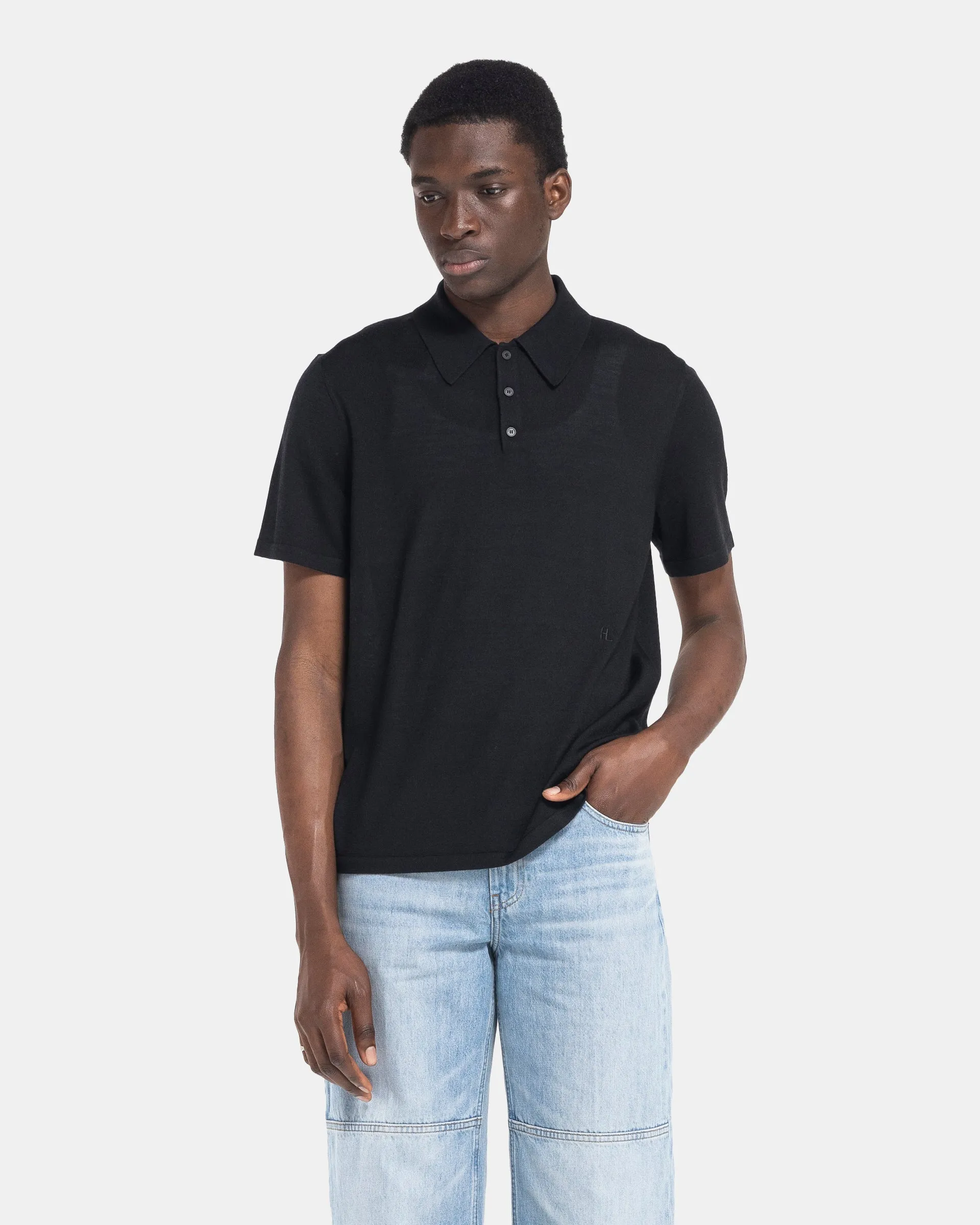 Knit Polo in Black