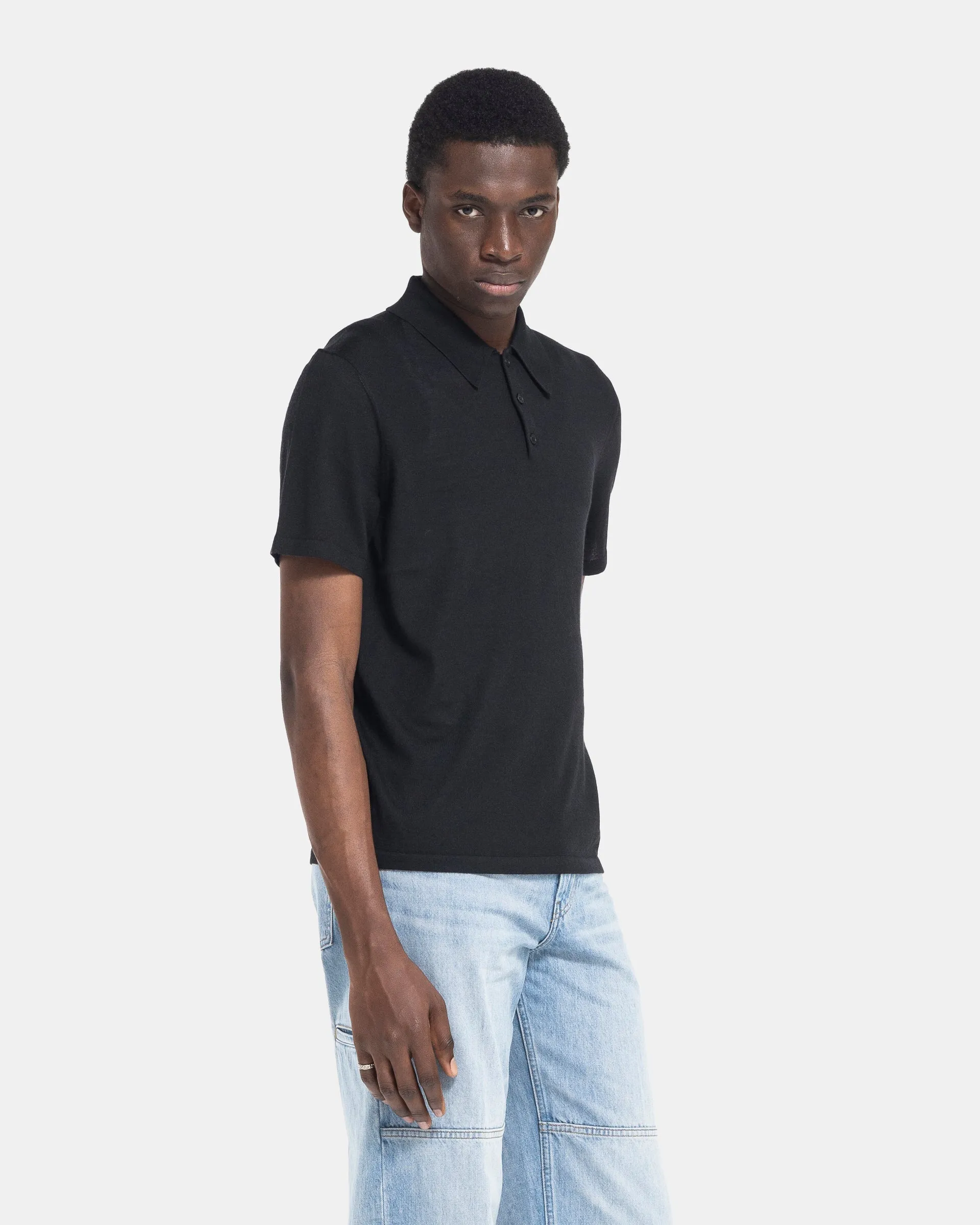 Knit Polo in Black