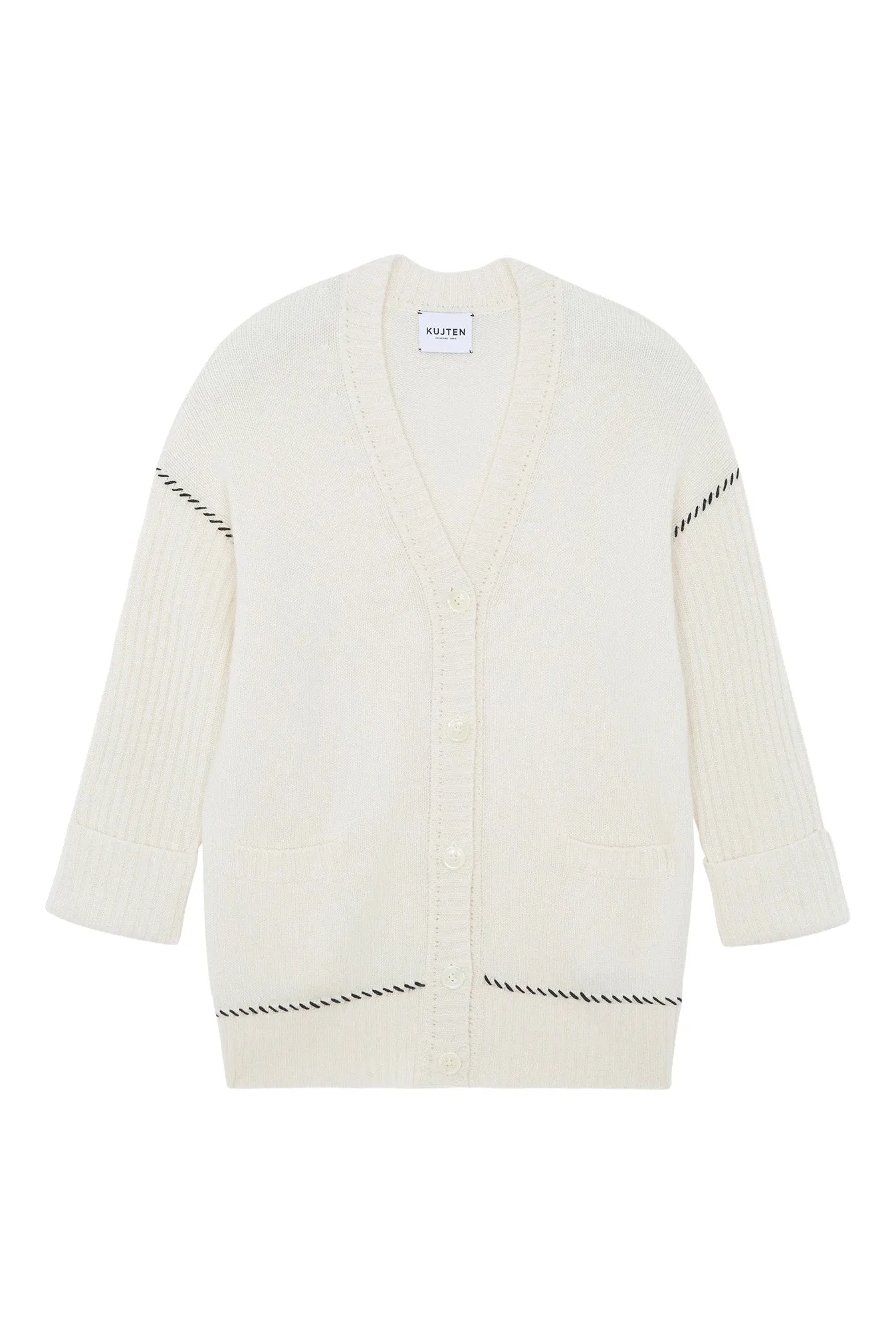 Kujten Tam Oversized Cashmere Cardigan in Blanc