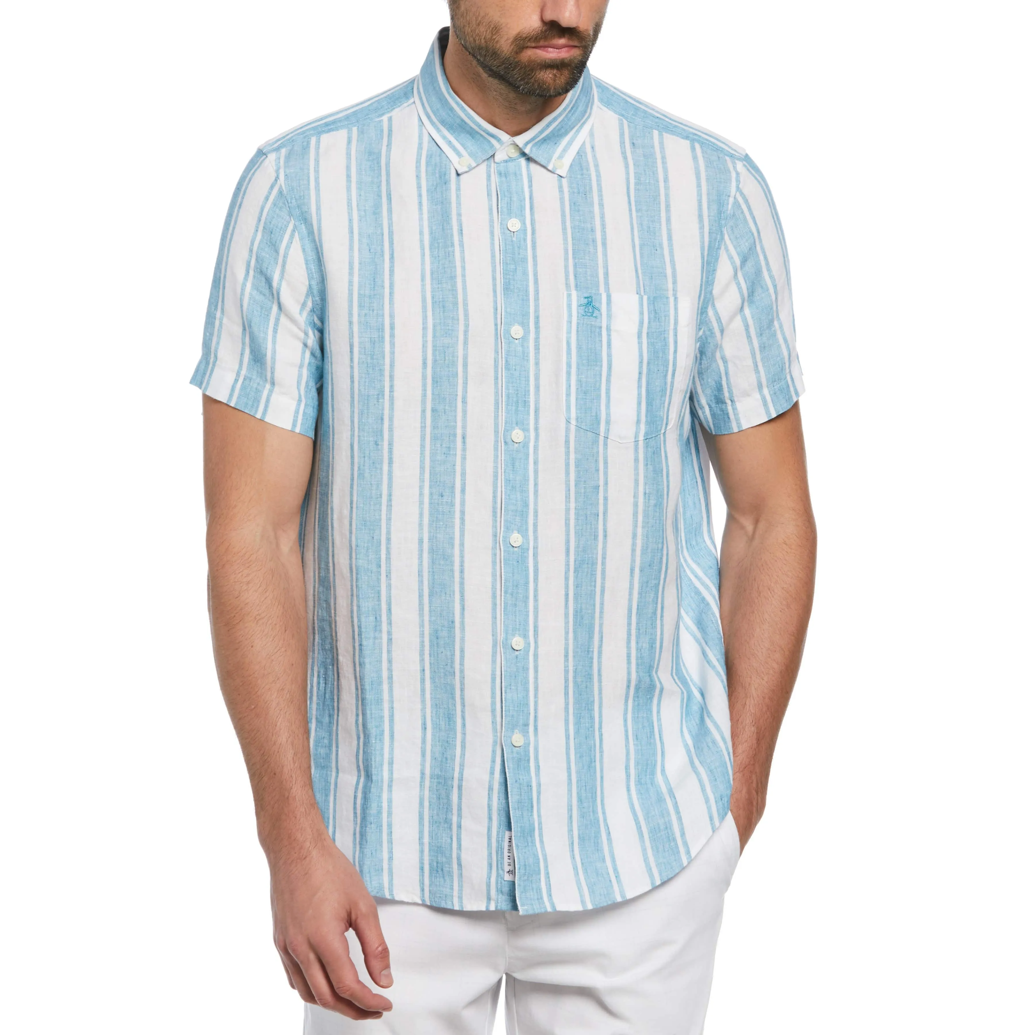 Linen Vertical Stripe Print Shirt