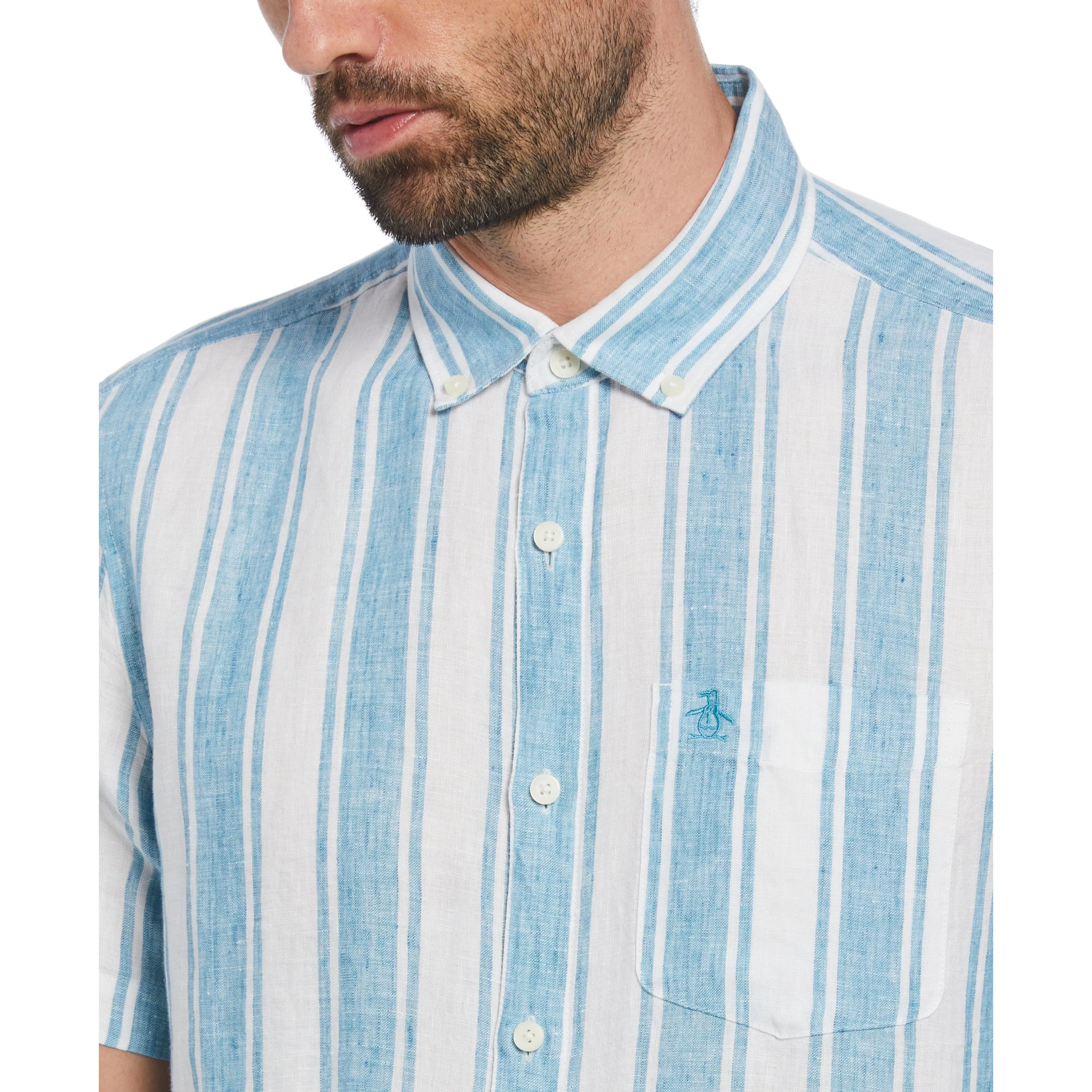 Linen Vertical Stripe Print Shirt