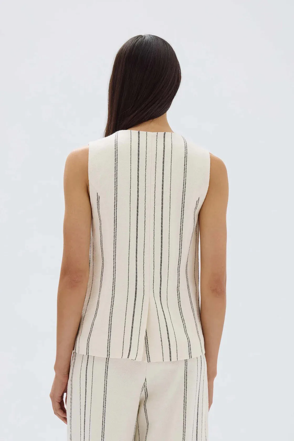 Matera Stripe Vest - Cream/Black