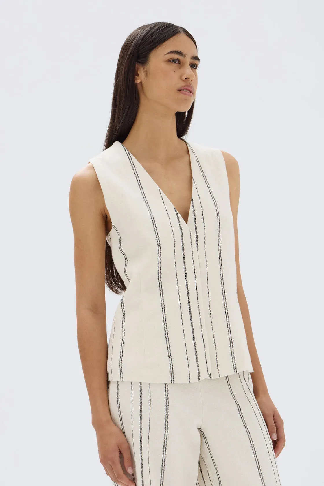 Matera Stripe Vest - Cream/Black