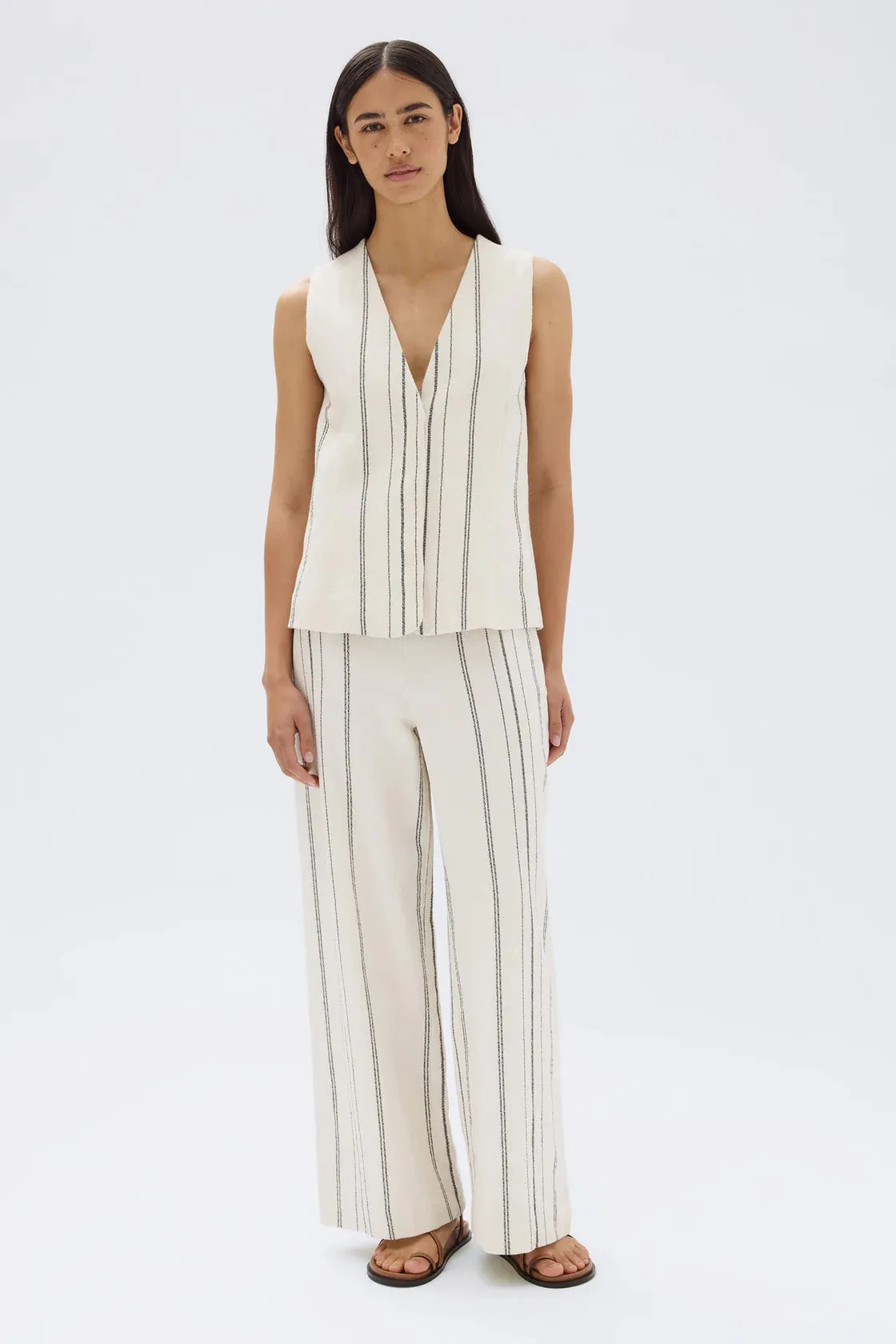 Matera Stripe Vest - Cream/Black