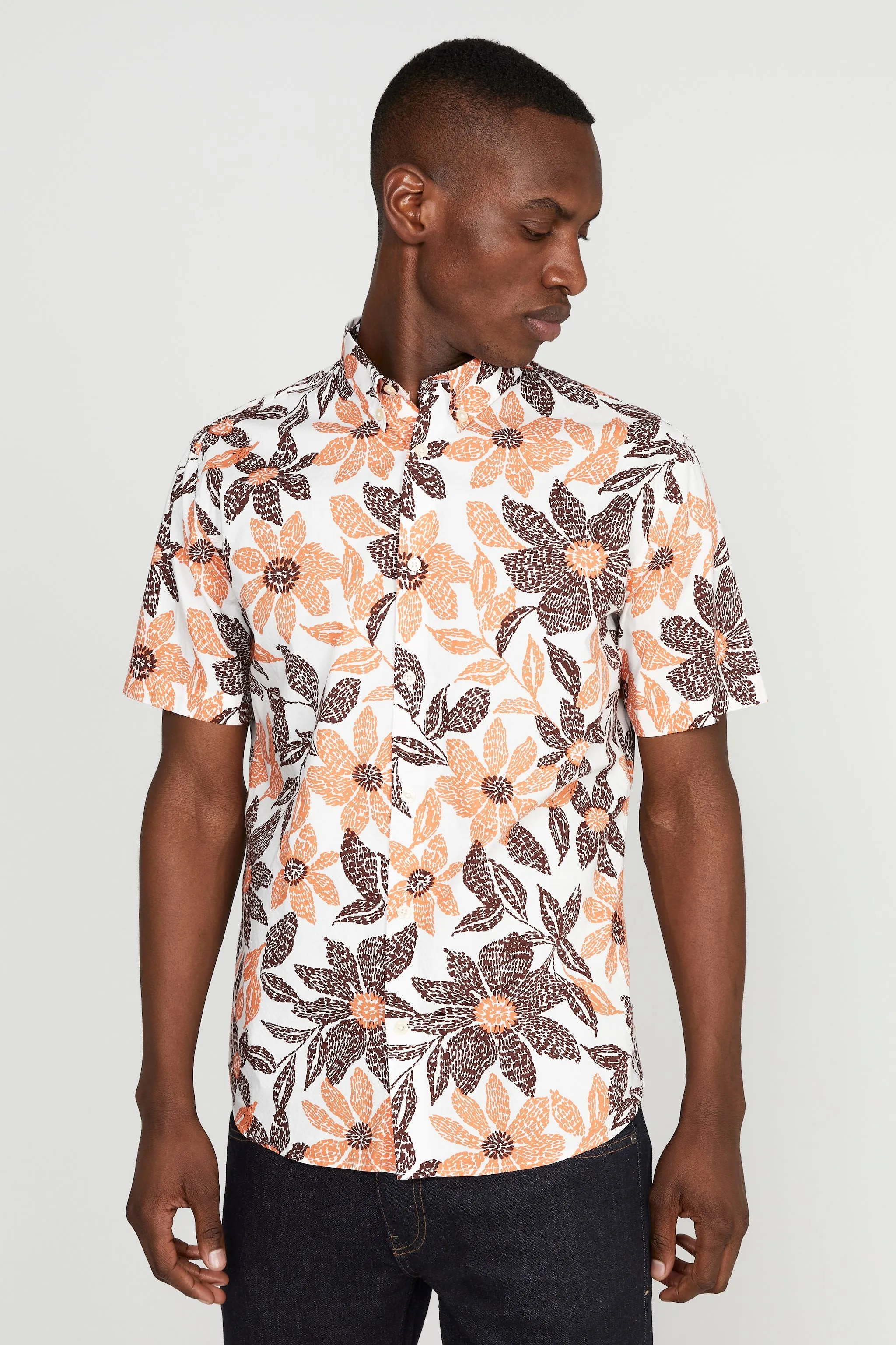 Matinique Floral Print Shirt Orange