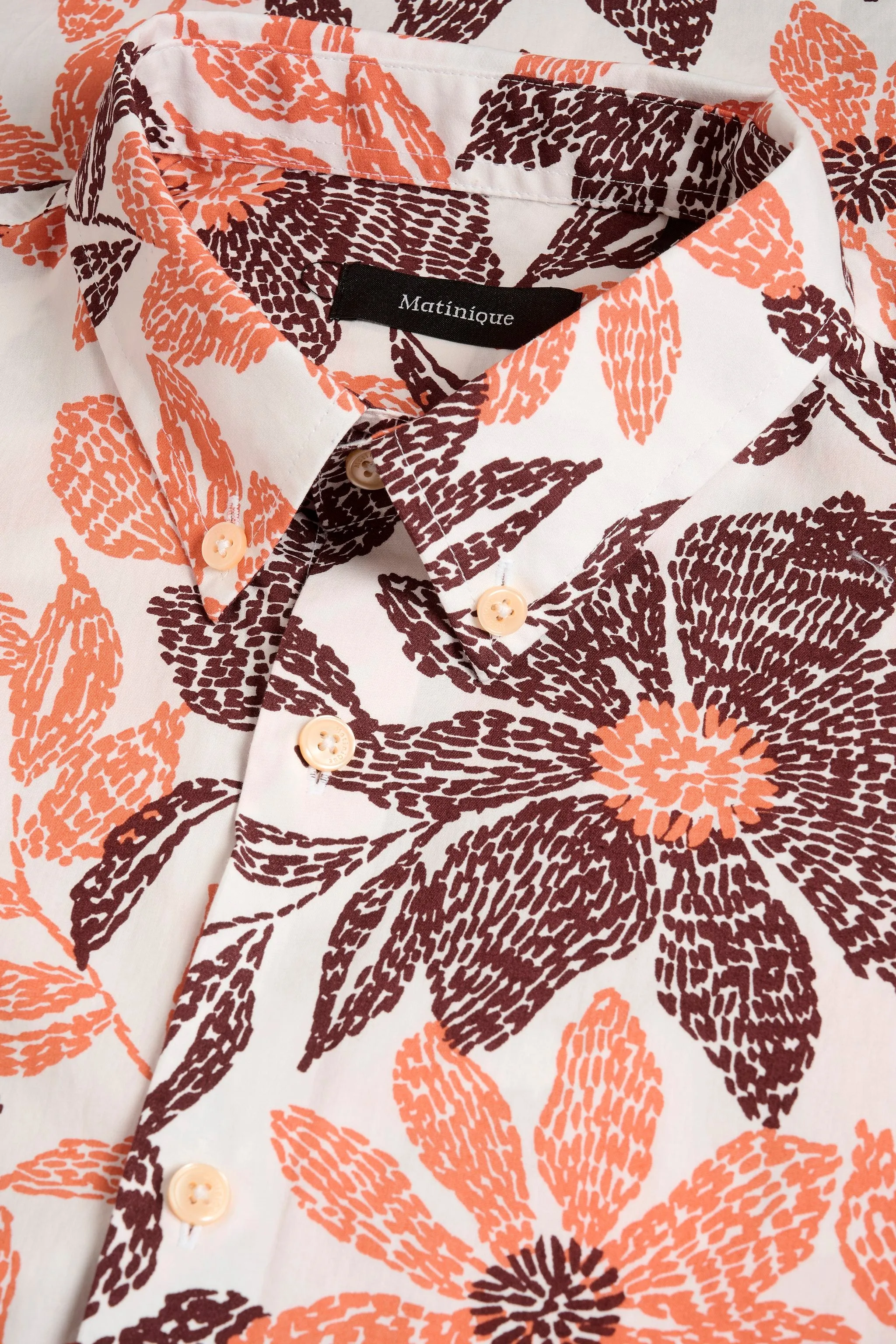 Matinique Floral Print Shirt Orange