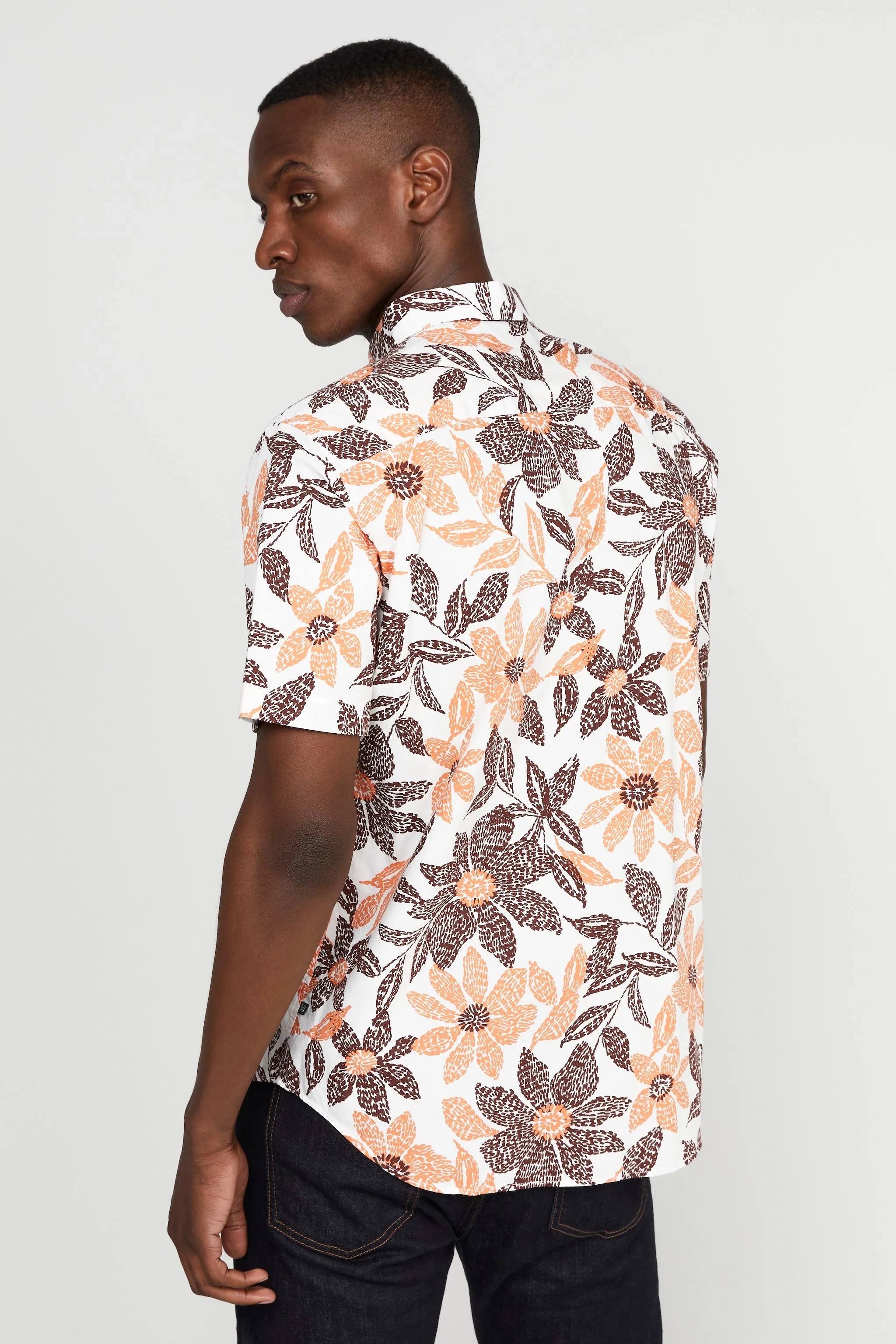 Matinique Floral Print Shirt Orange